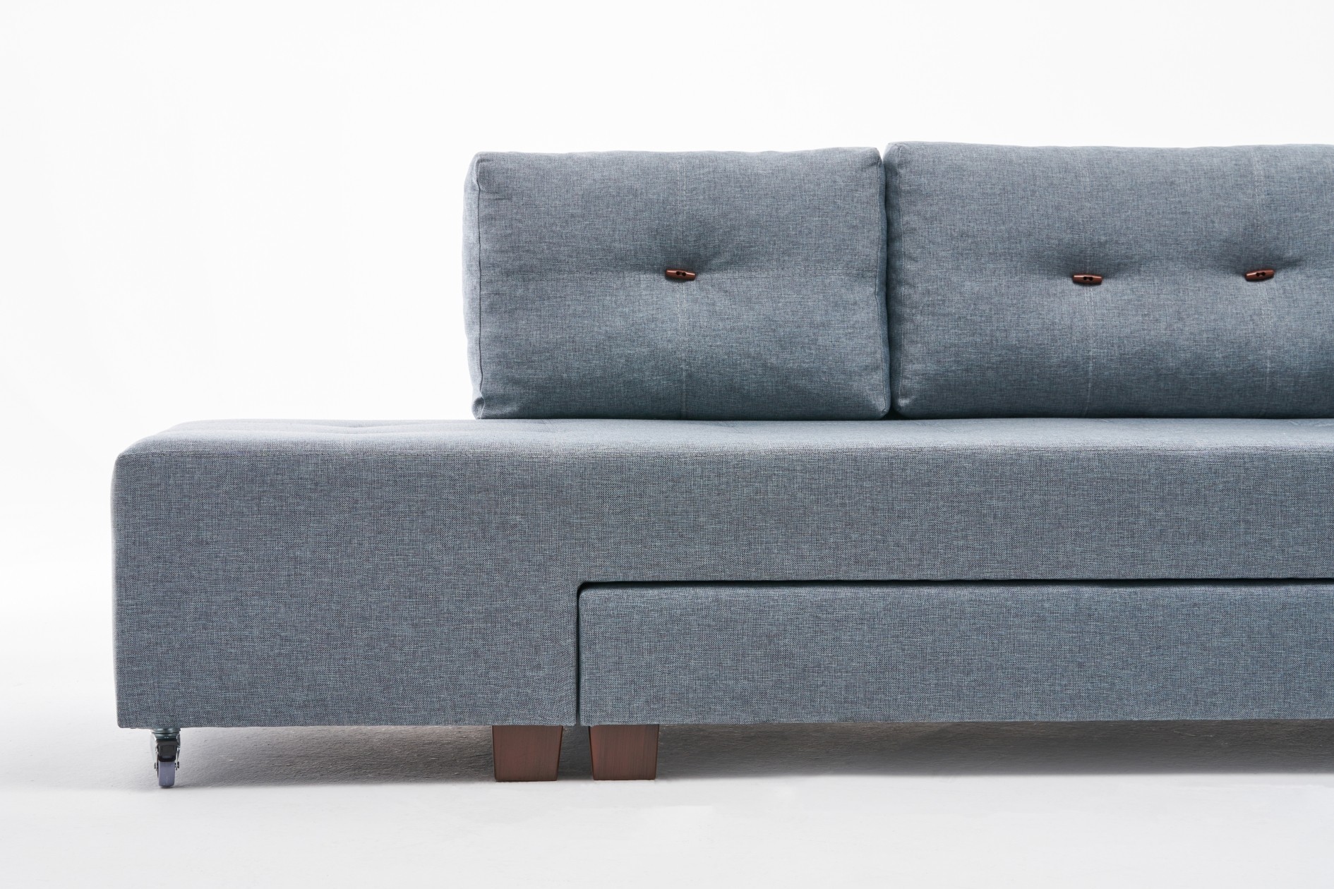 Schlafsofa Rechts Polyester Holz Hellblau