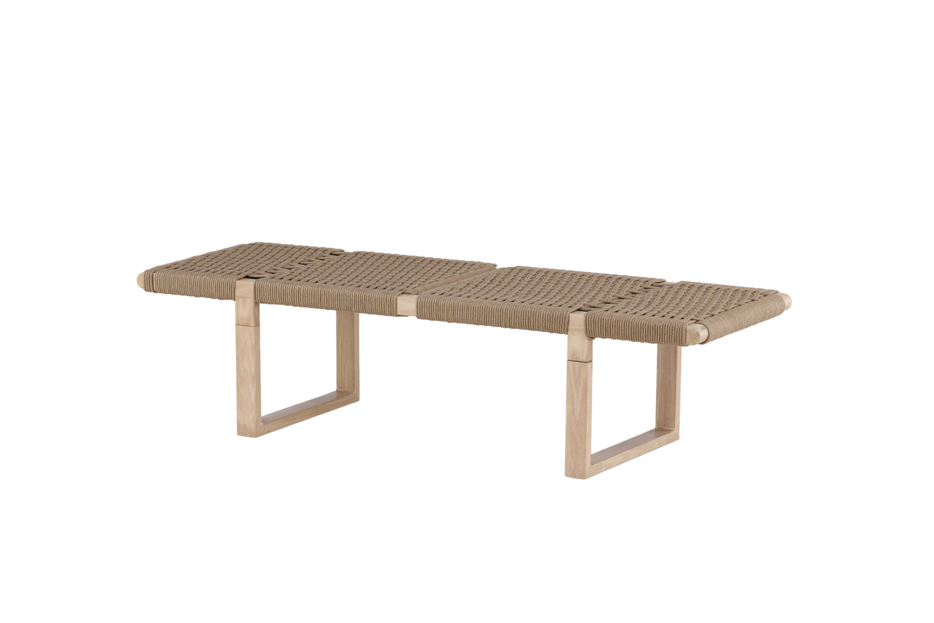 Ängön Bench White stained Rope Light natural