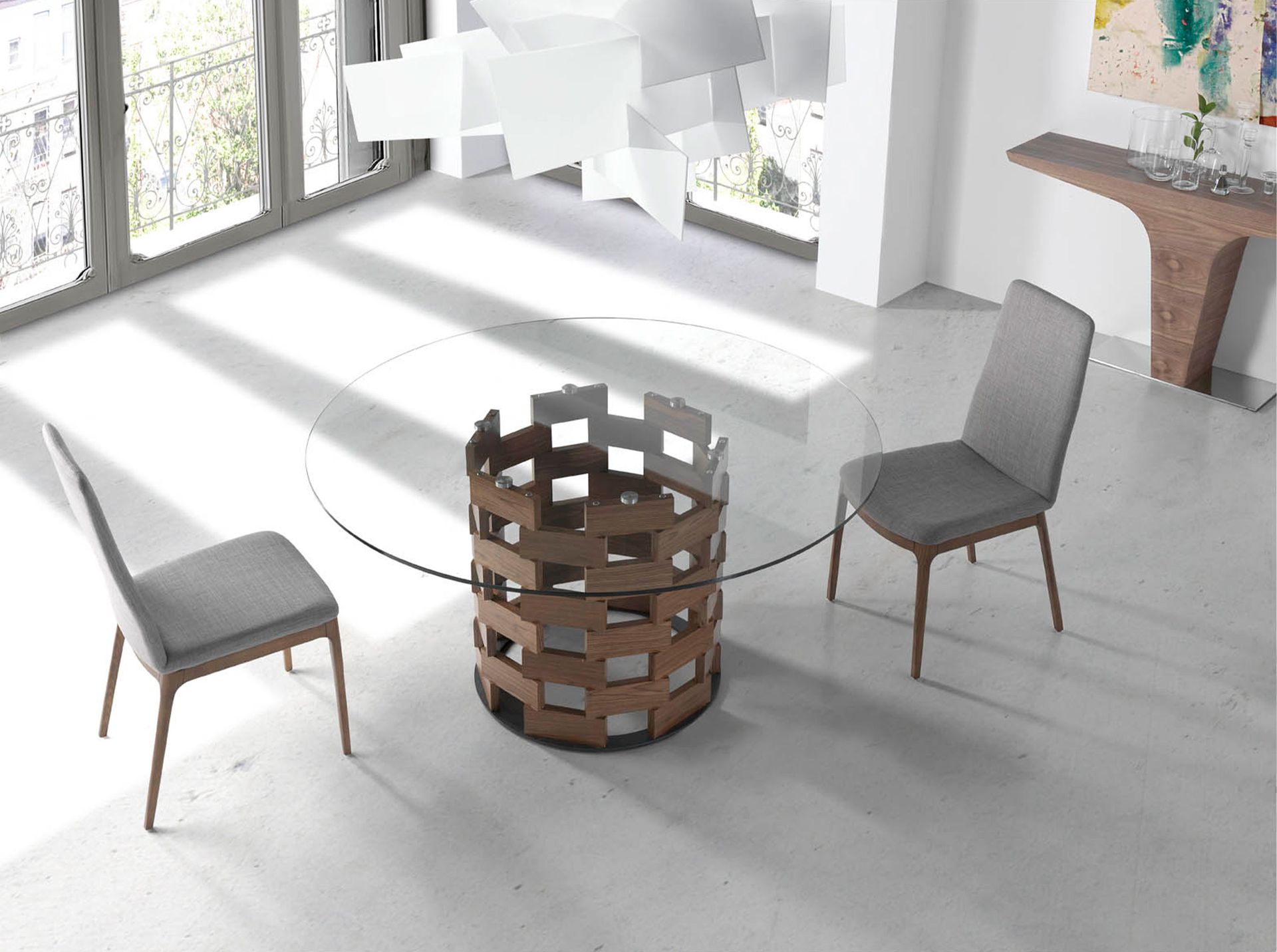 Rectangular console table wood veneer steel