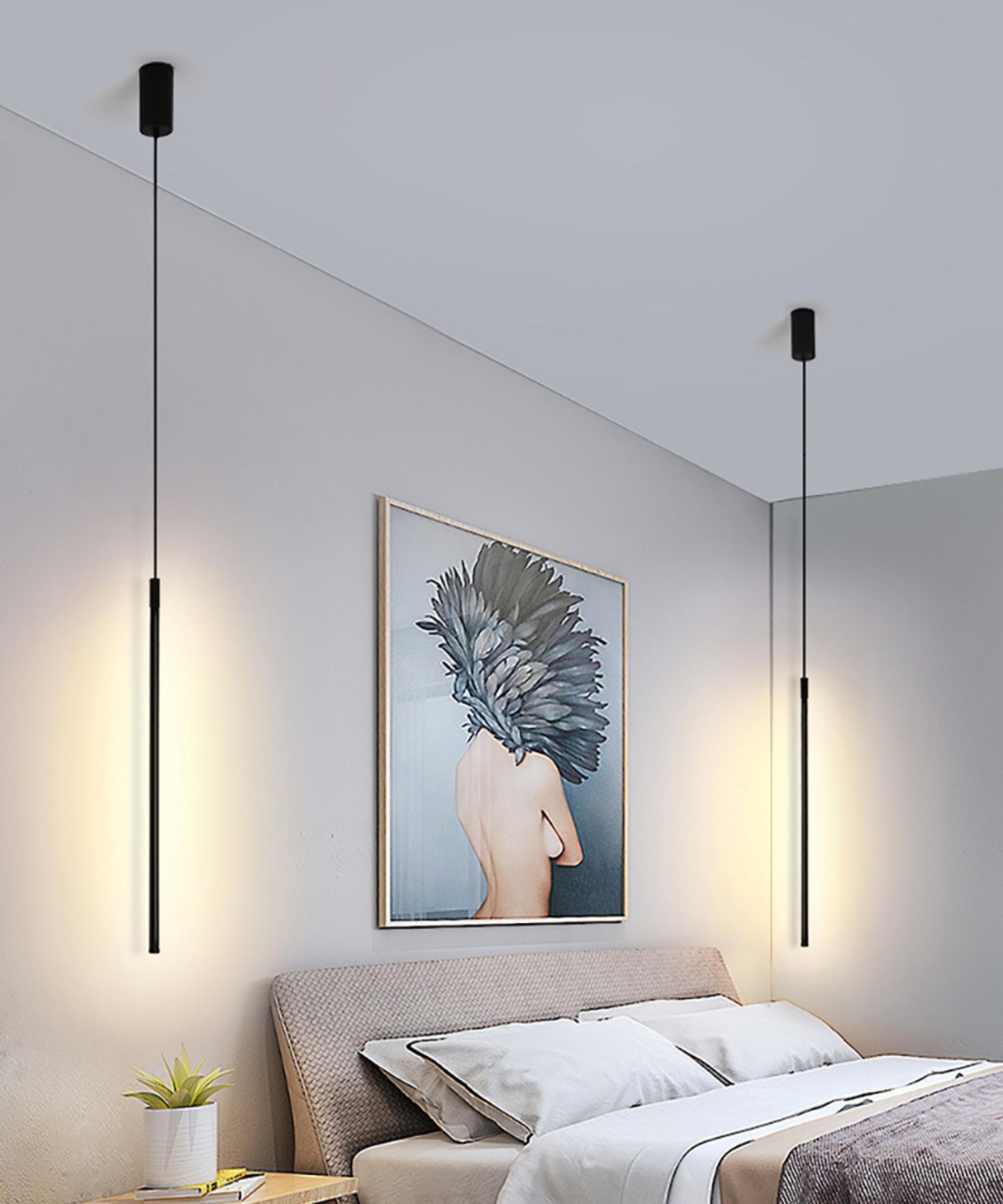 2x Minimalistische LED Hängeleuchte HYPNOS Small Schwarz