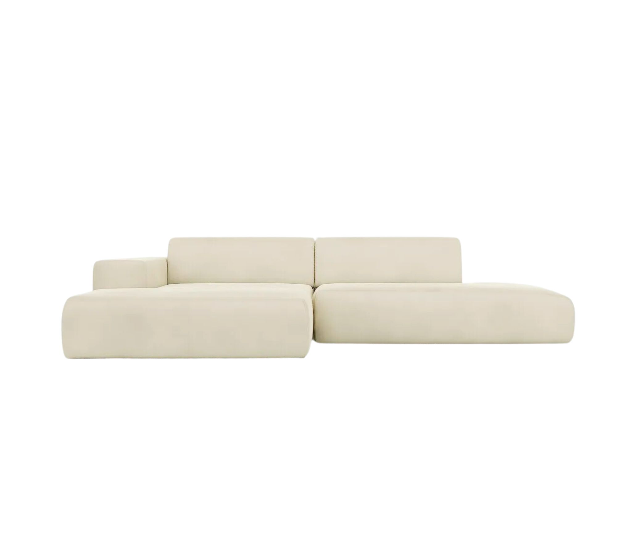 Pyllow Sofa Ecksofa Récamiere Links Kunstleder Cremeweiß