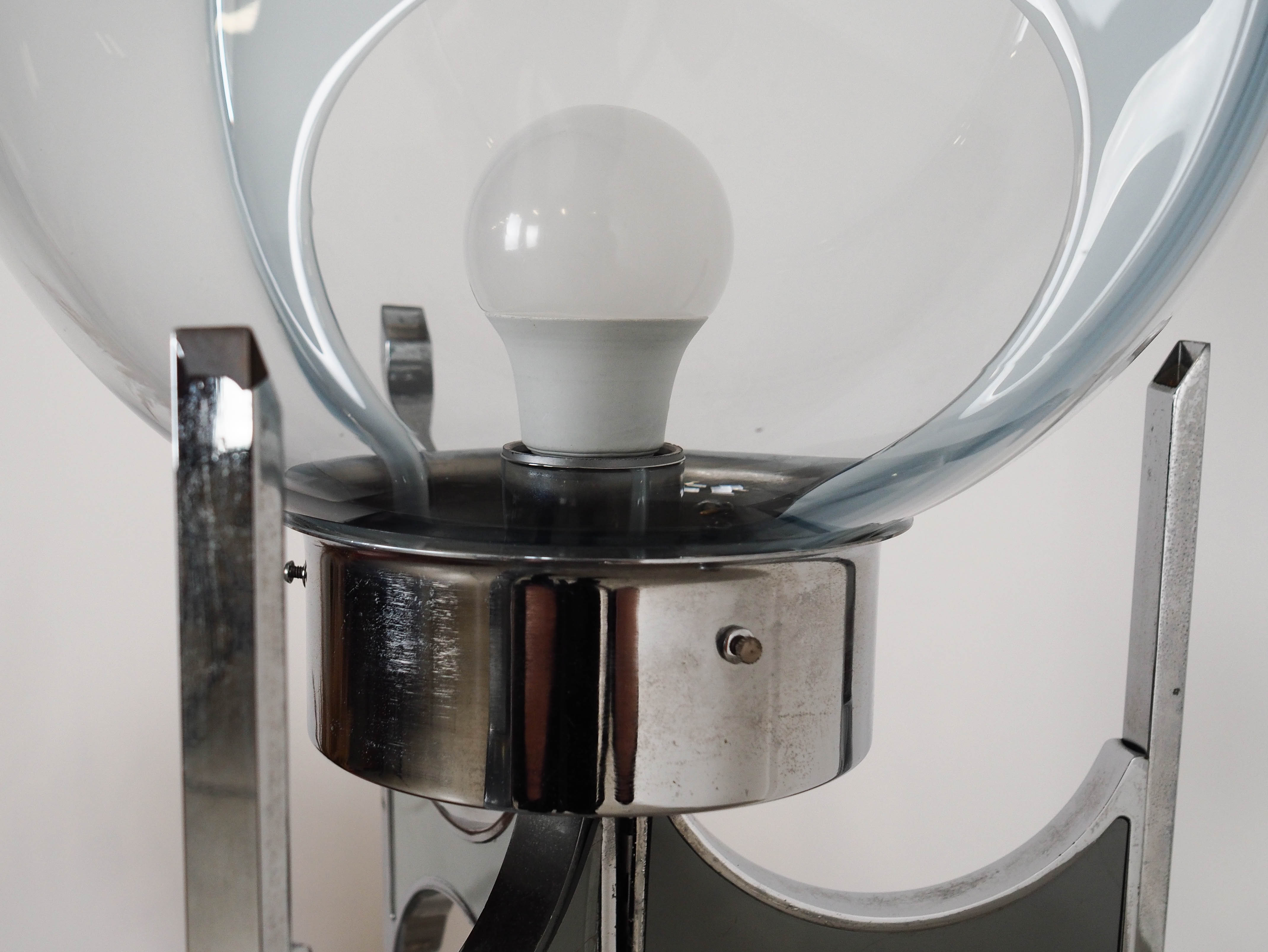 Standing lamp Murano glass Silver 1970s