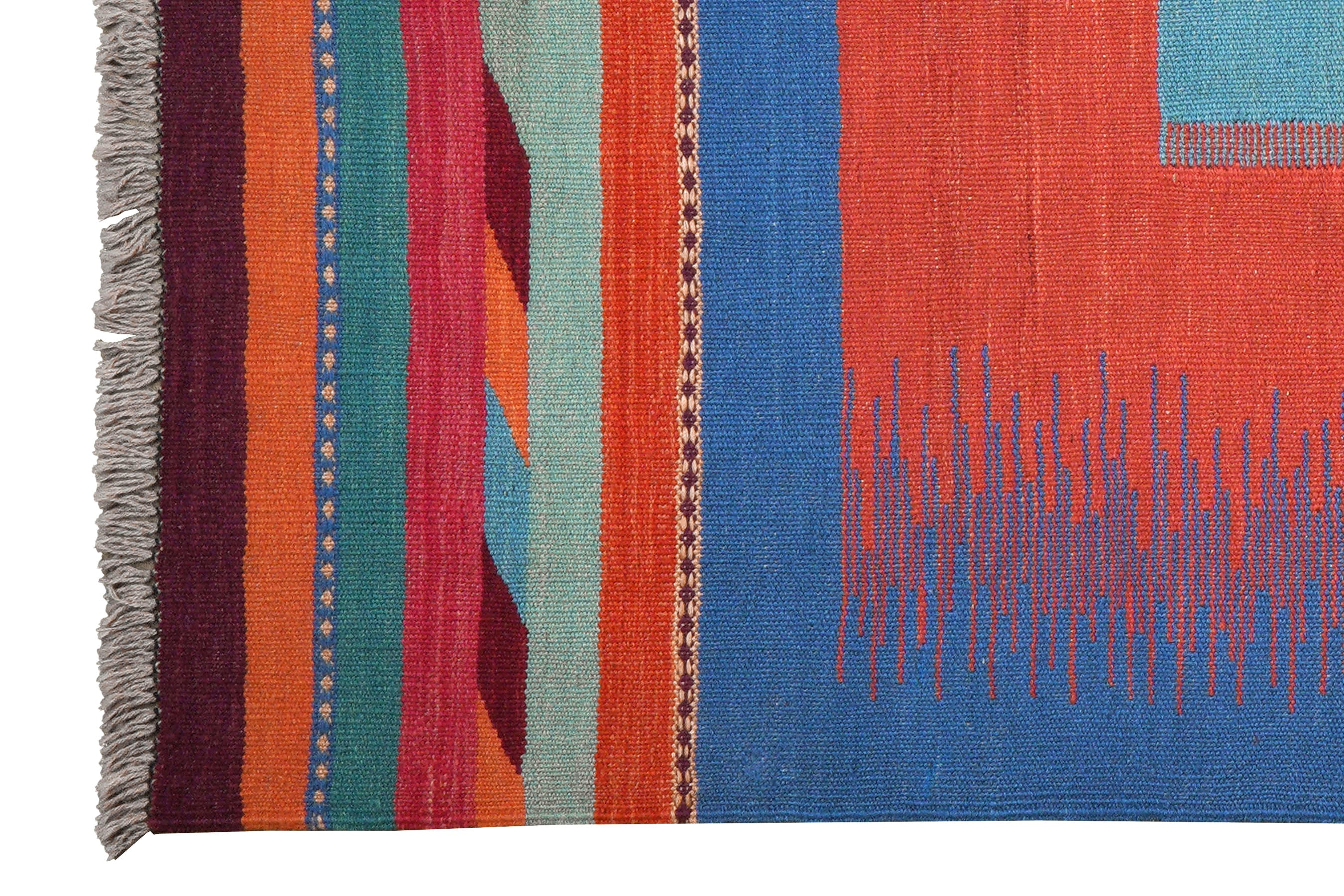 Kilim Gashgai Teppich Blau Orange