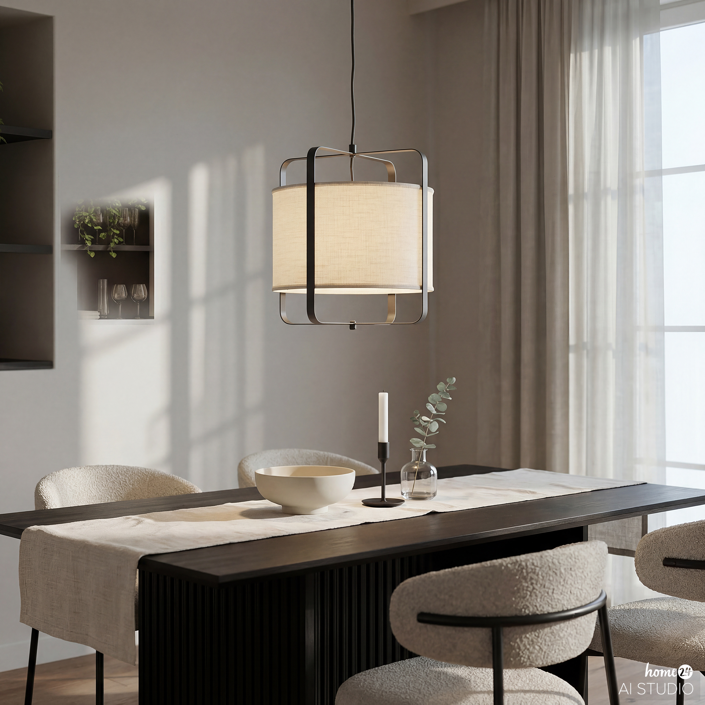 Pendant light SCOTTO 1-light linen iron