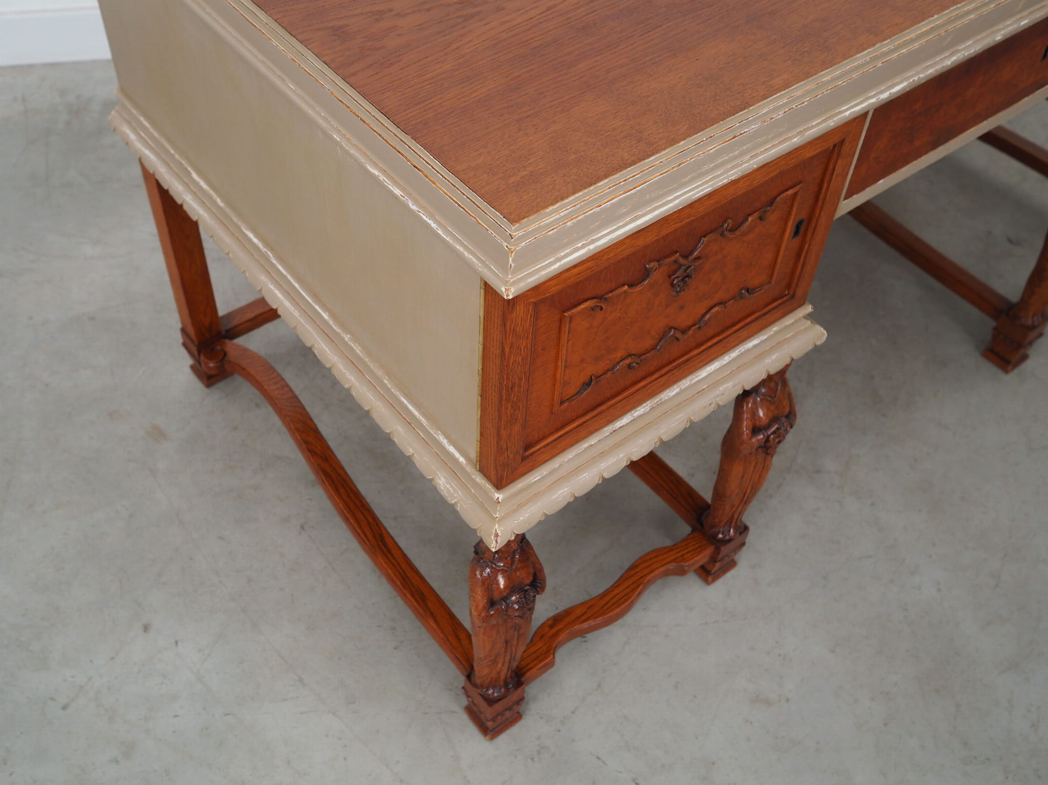 Vintage desk wood brown 1950s