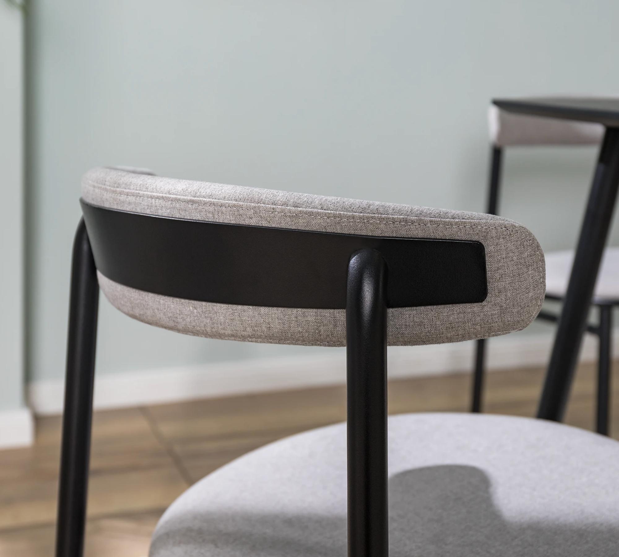 2x Esszimmerstuhl Webstoff Grau Gestell Schwarz