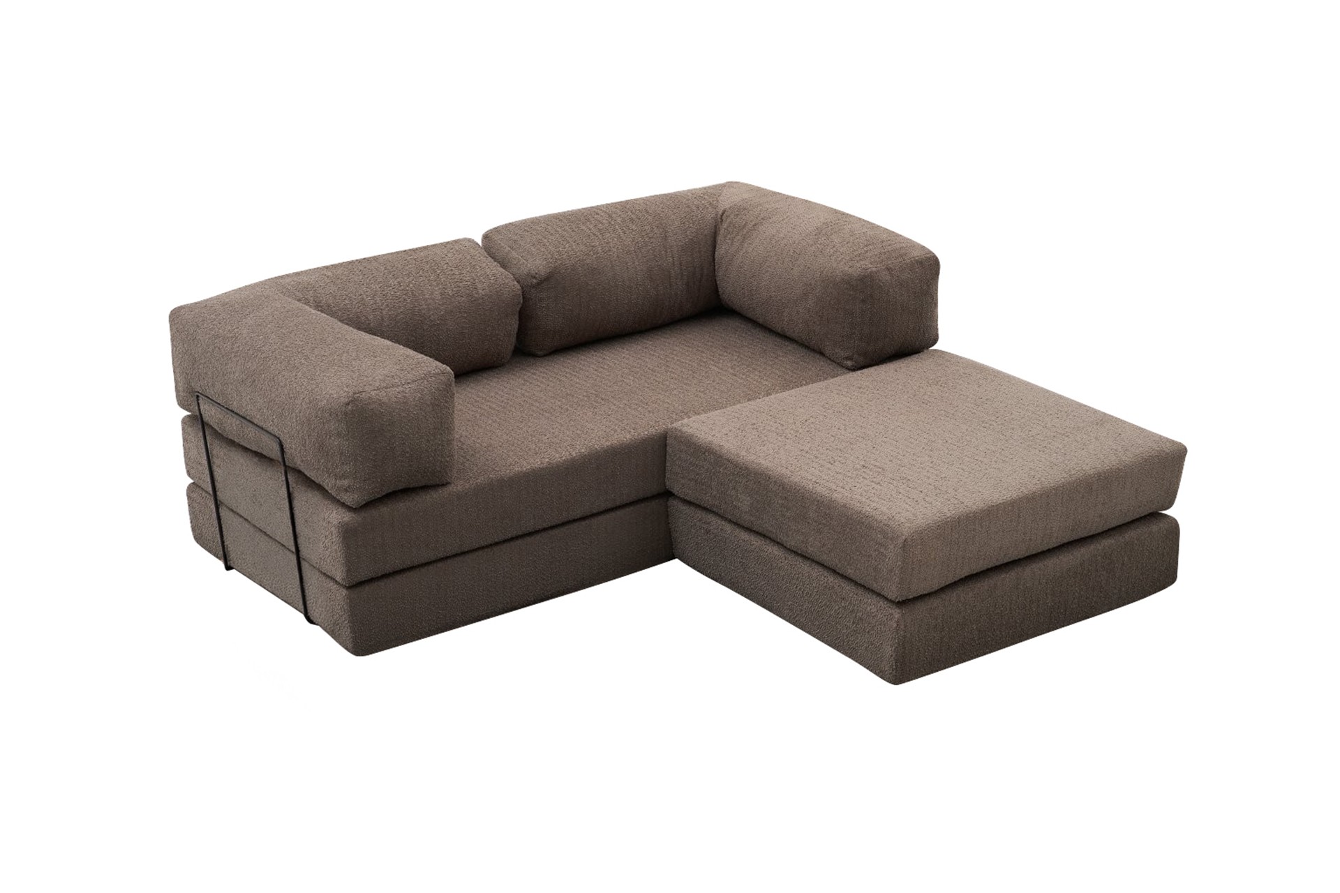 Comfort Schlafsofa 2-Sitzer mit Hocker Grau