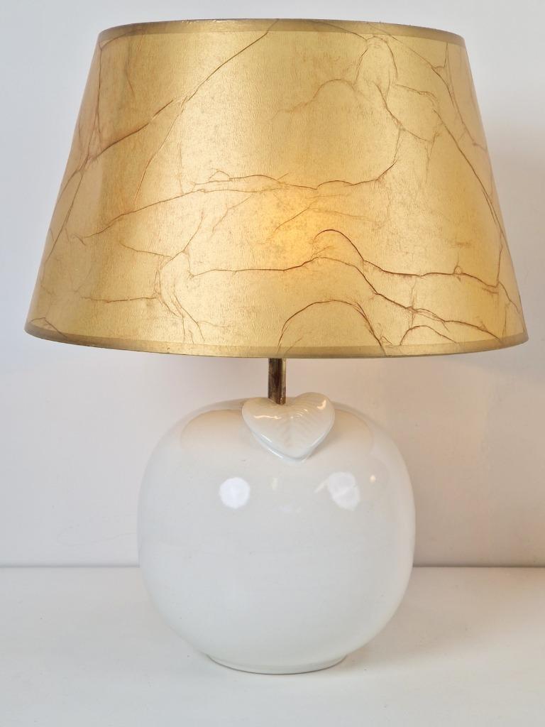 2x Vintage Tischlampe Keramik Weiß Gold 