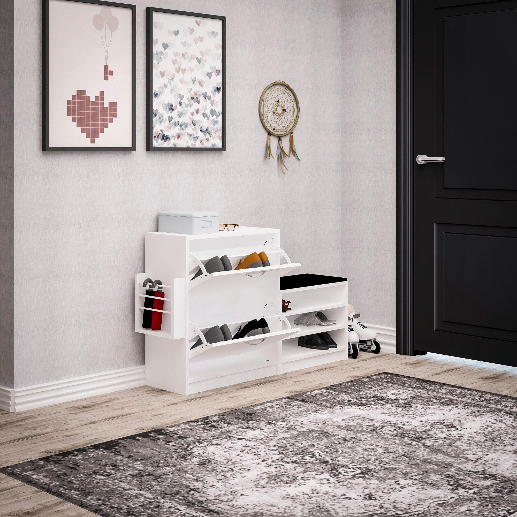 Trend Shoe cabinet Wood veneer White