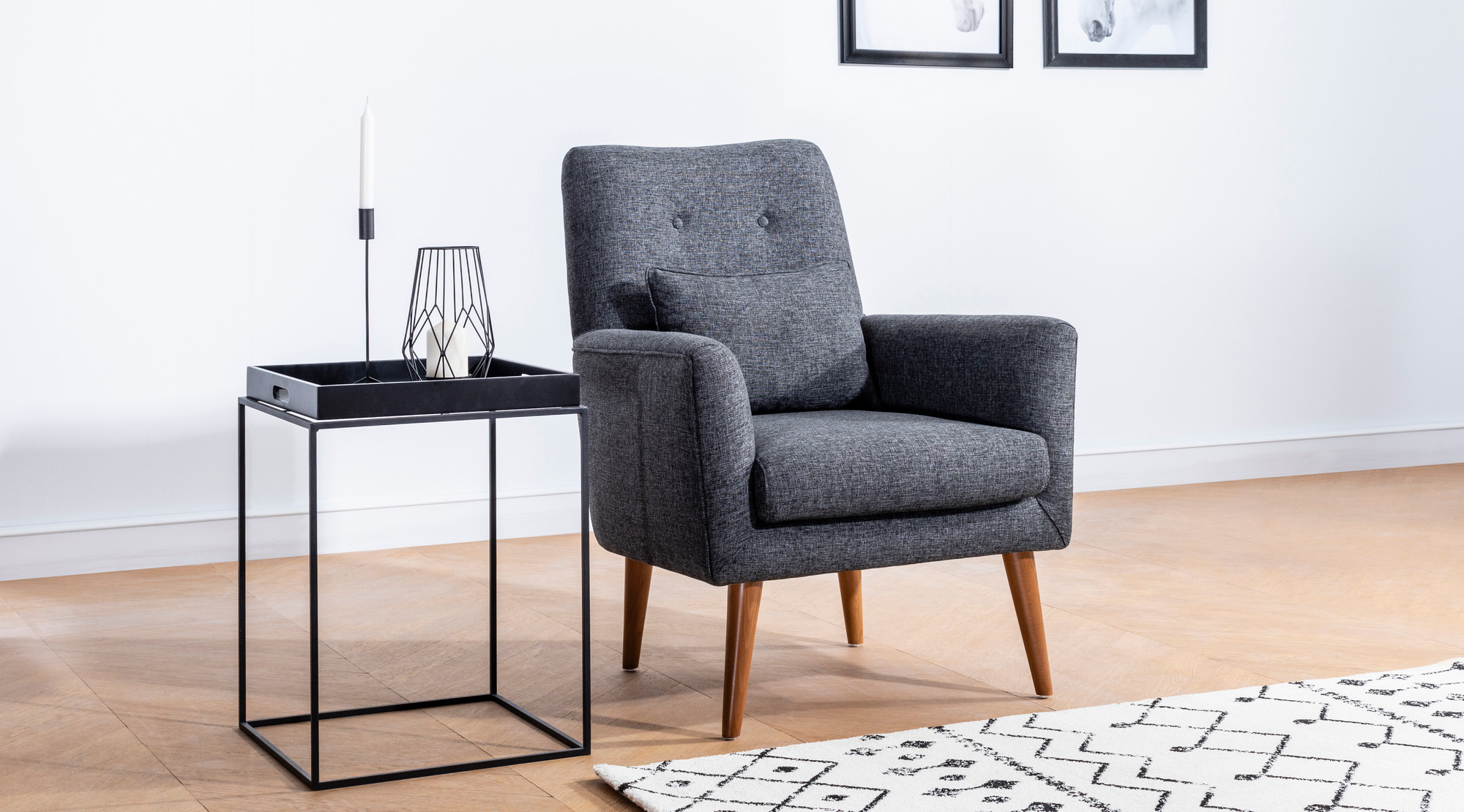 Aria Schlafsofa Set Holzfurnier Anthrazit