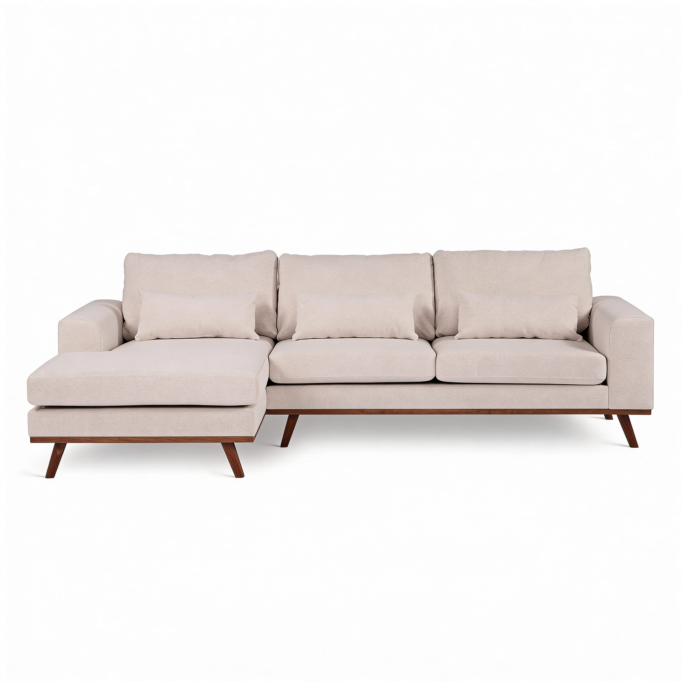 Ecksofa Japandi 3-Sitzer Links Beige