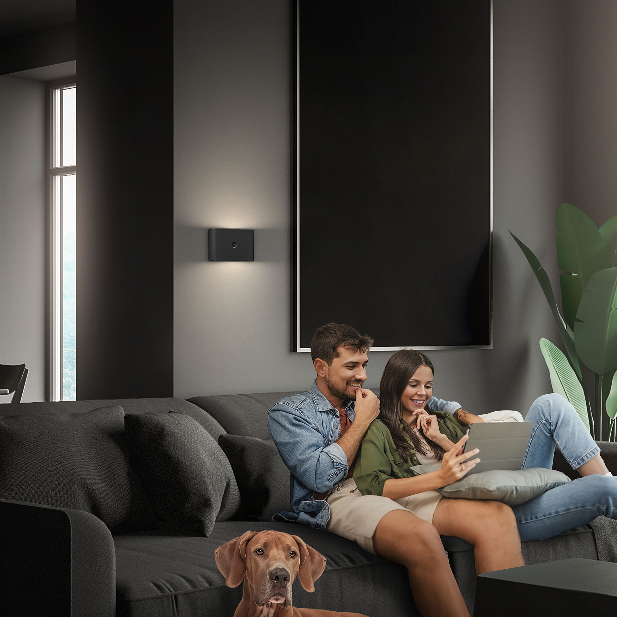 Chet LED Wall Light Sensor Black