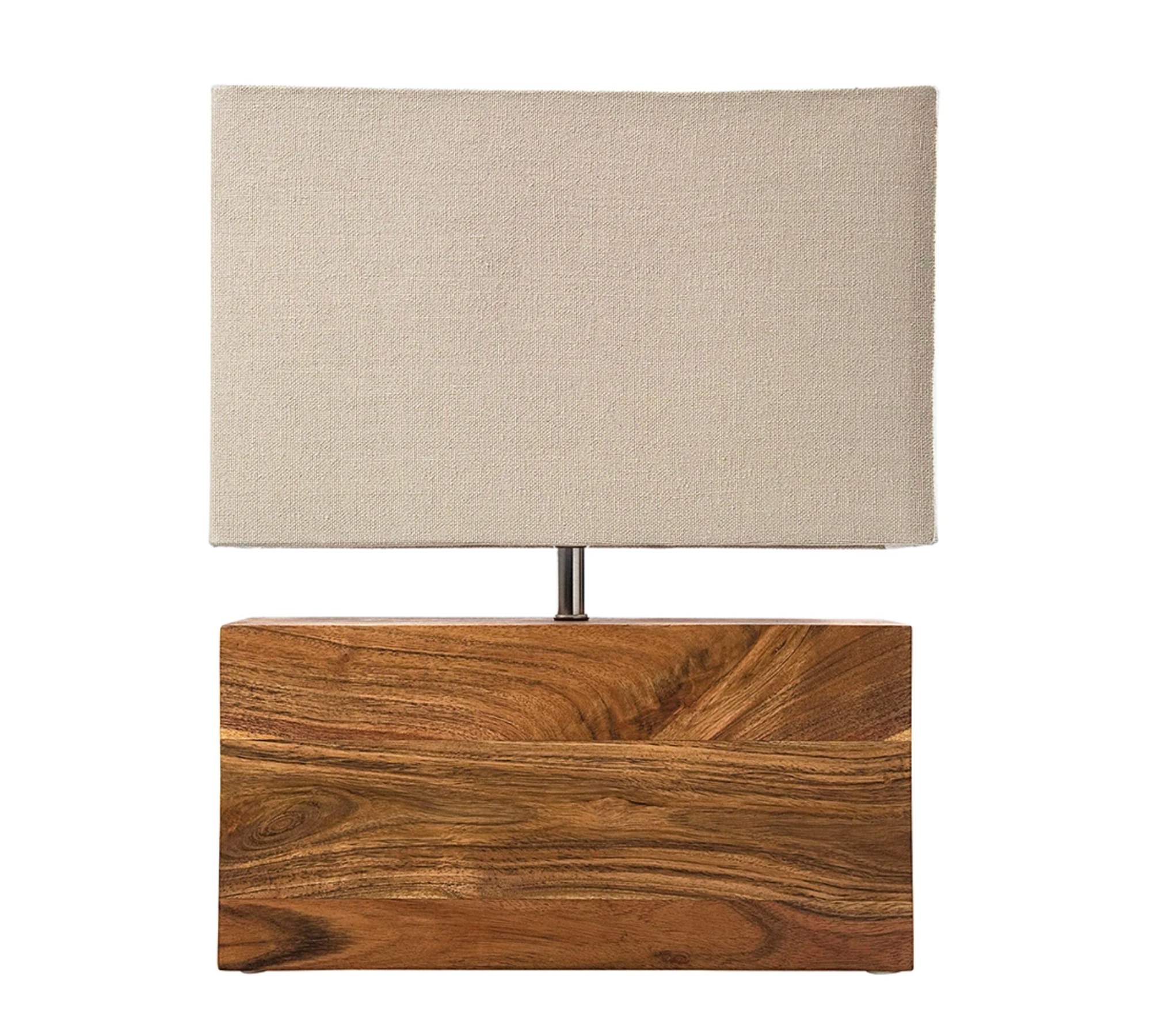 Tischlampe 1-flammig Baumwolle Akazienholz