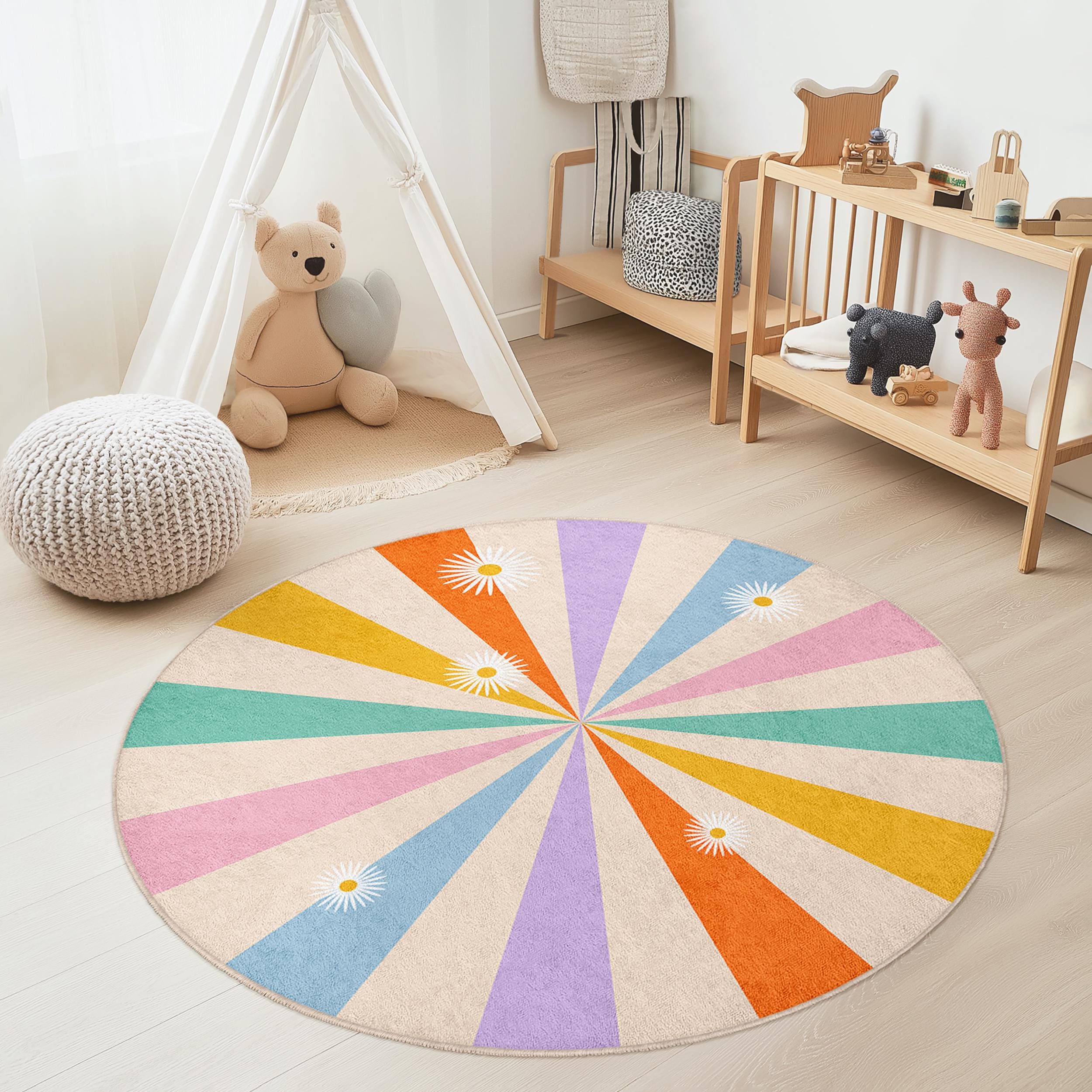 Colorful sunbeam children's rug Multicolor ⌀120cm
