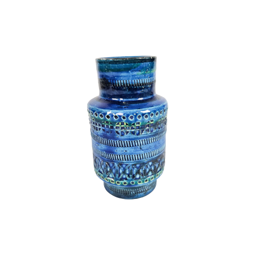 Vintage Vase Keramik Blau 1960er Jahre