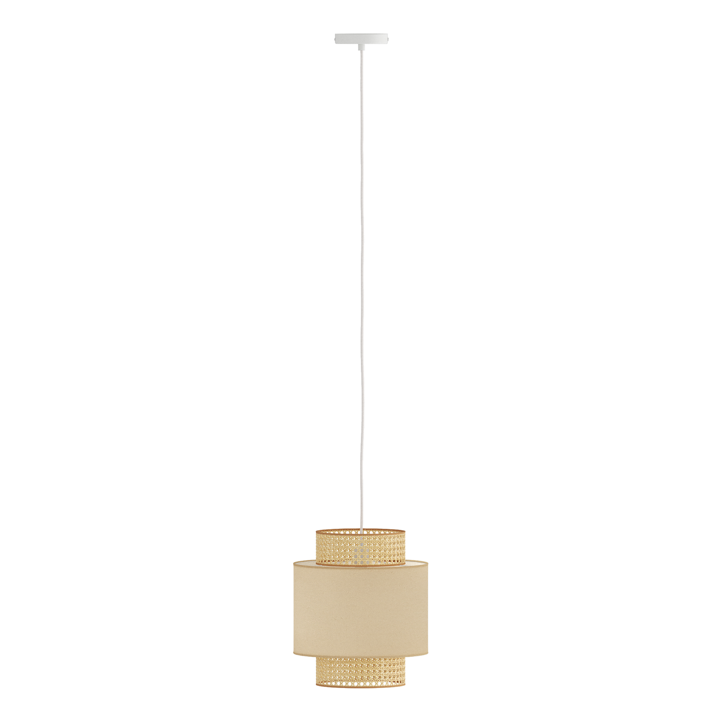 1-Flaming Raffia Pendant Lamp Linen Rattan