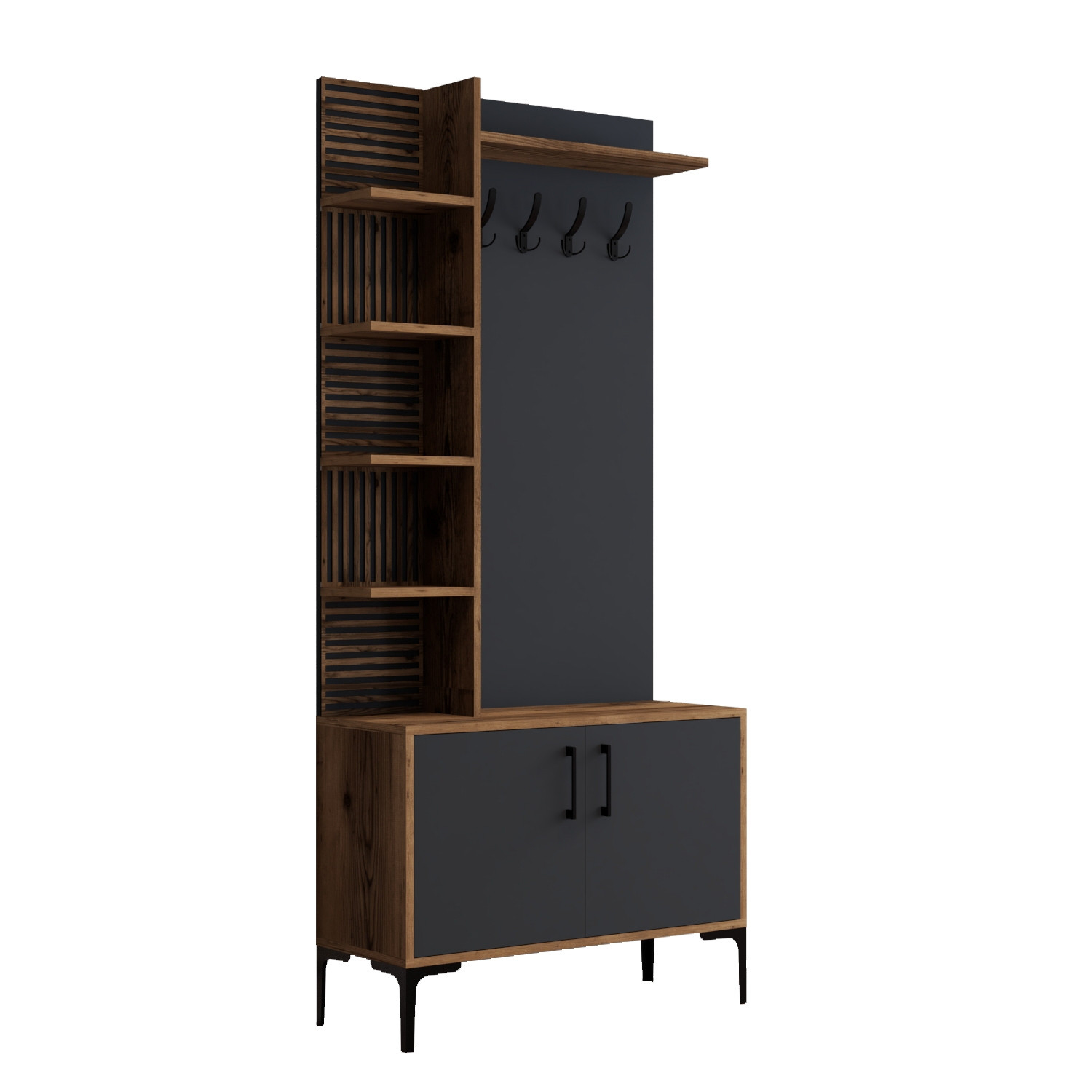 Vienna Wardrobe Walnut Brown Anthracite 90cm x 200cm