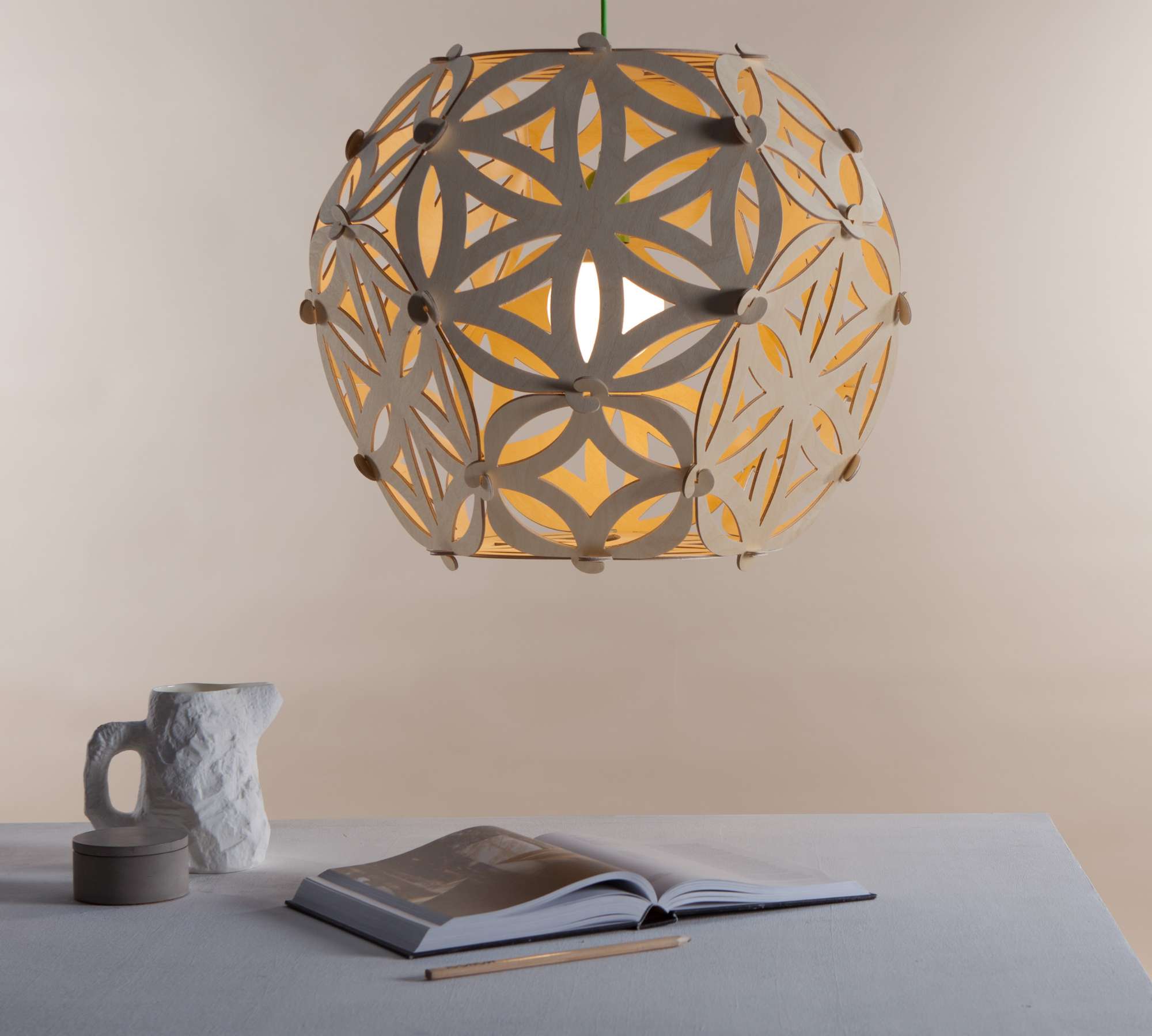 SOLAR Pendant Lamp Wood Natural