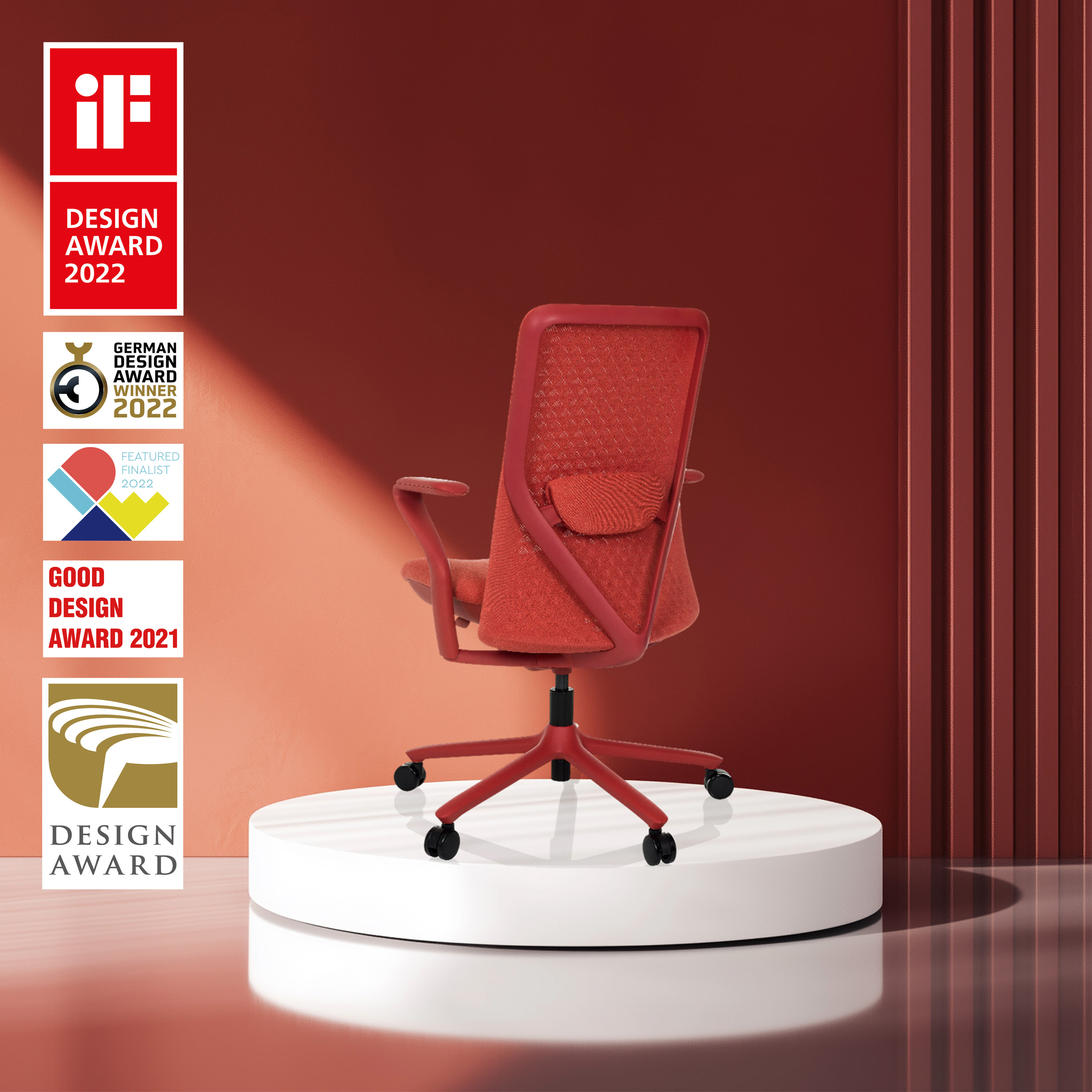 VERVIO Bürostuhl Netzstoff Rot