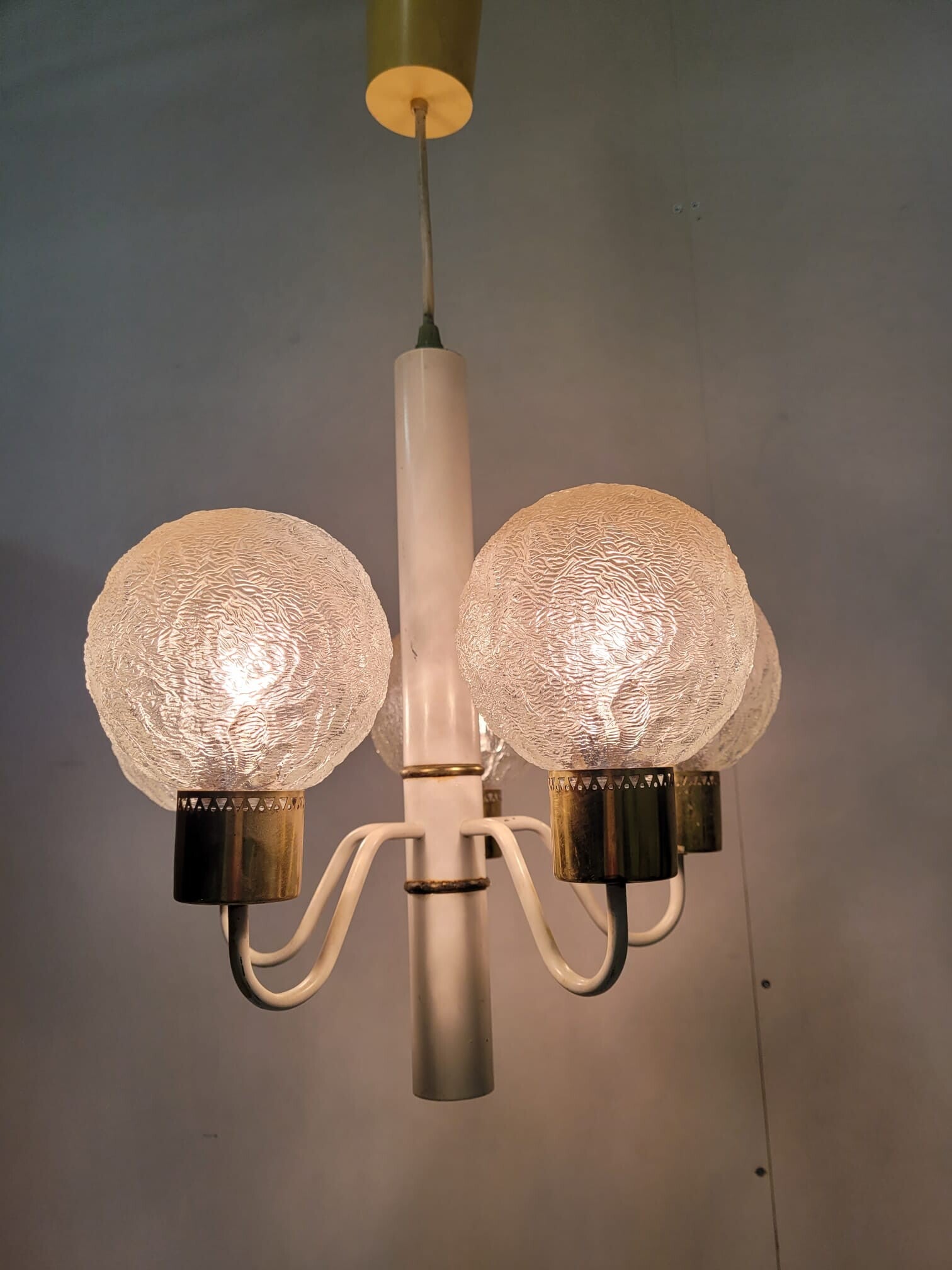 Pendelleuchten Kaiser Leuchten Jaren 70 Glas Messing