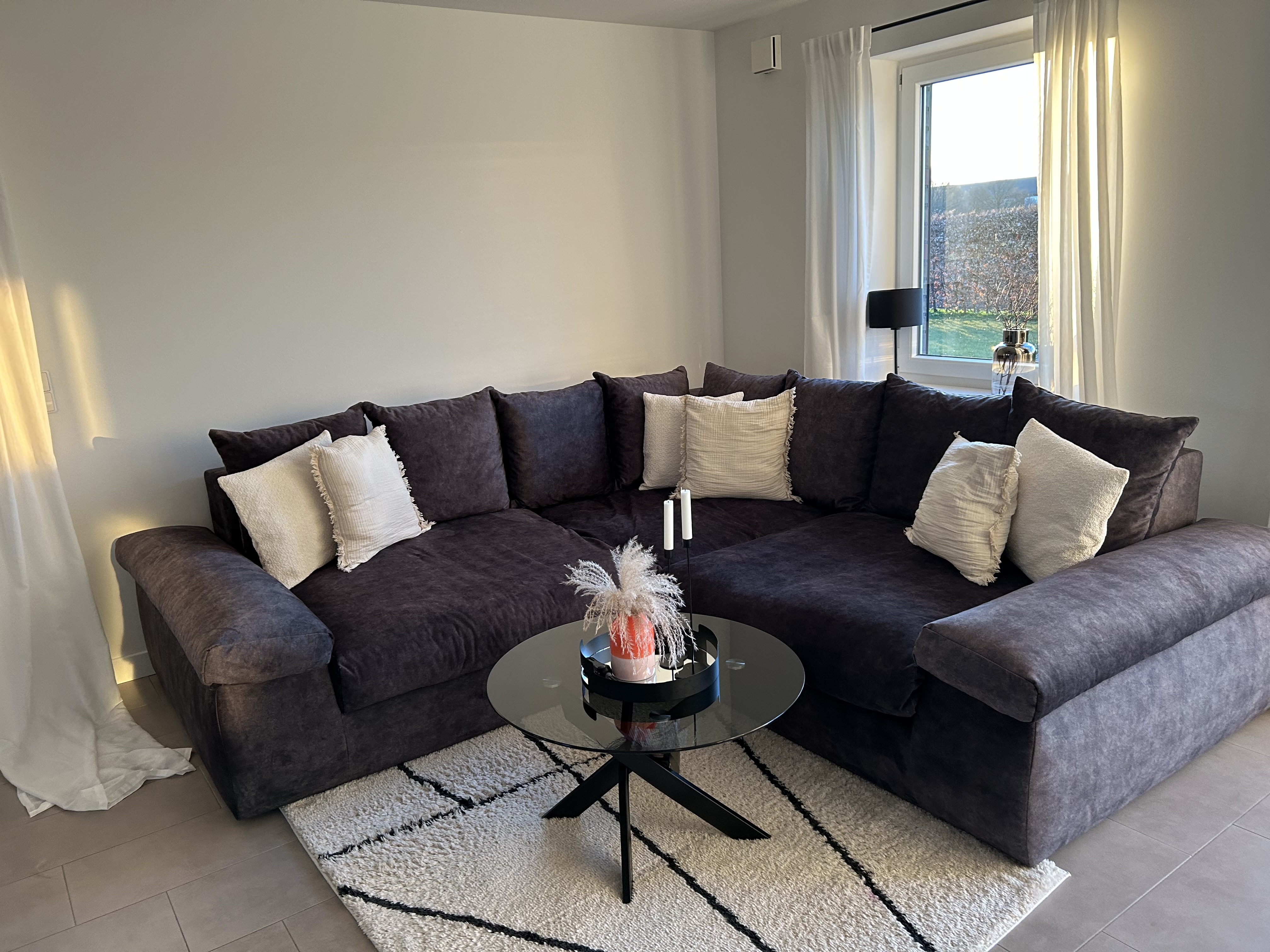 Ecksofa Samt Grau