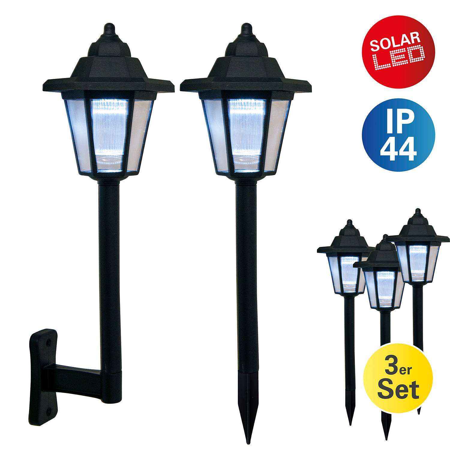 3x LED-Erdspieß Valennes Schwarz