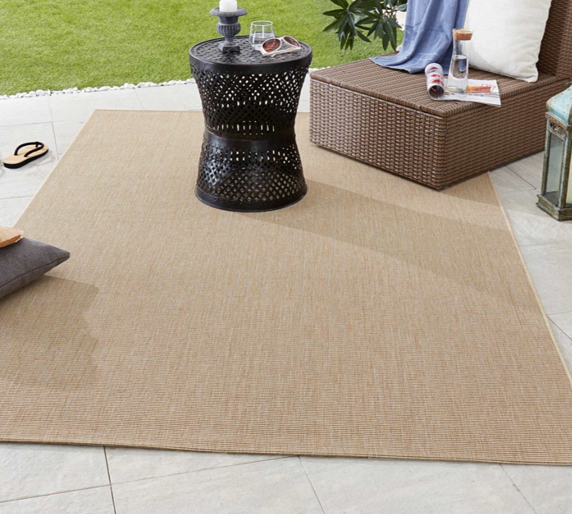 In-/Outdoorteppich Kunstfaser Beige