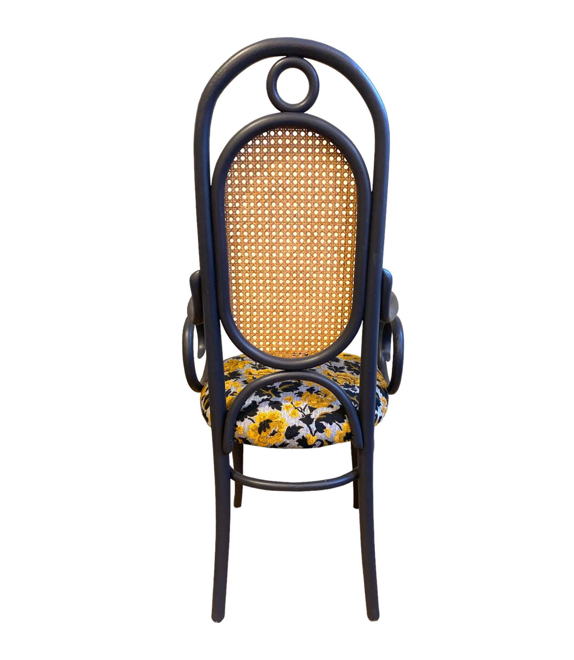 Vintage Stuhl Rattan Stoff Mehrfarbig 