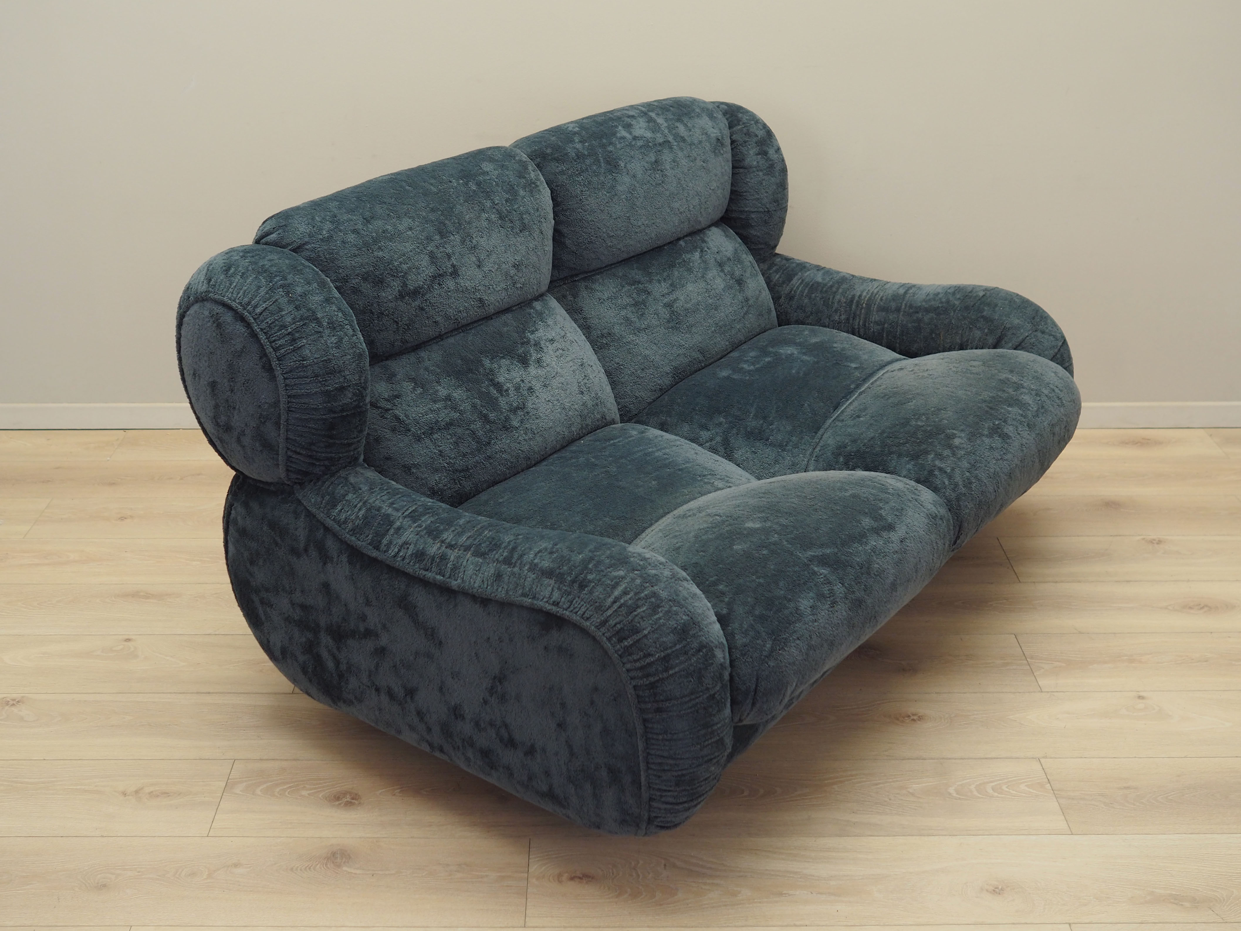 2-Sitzer Sofa Velours Blau 1970er Jahre