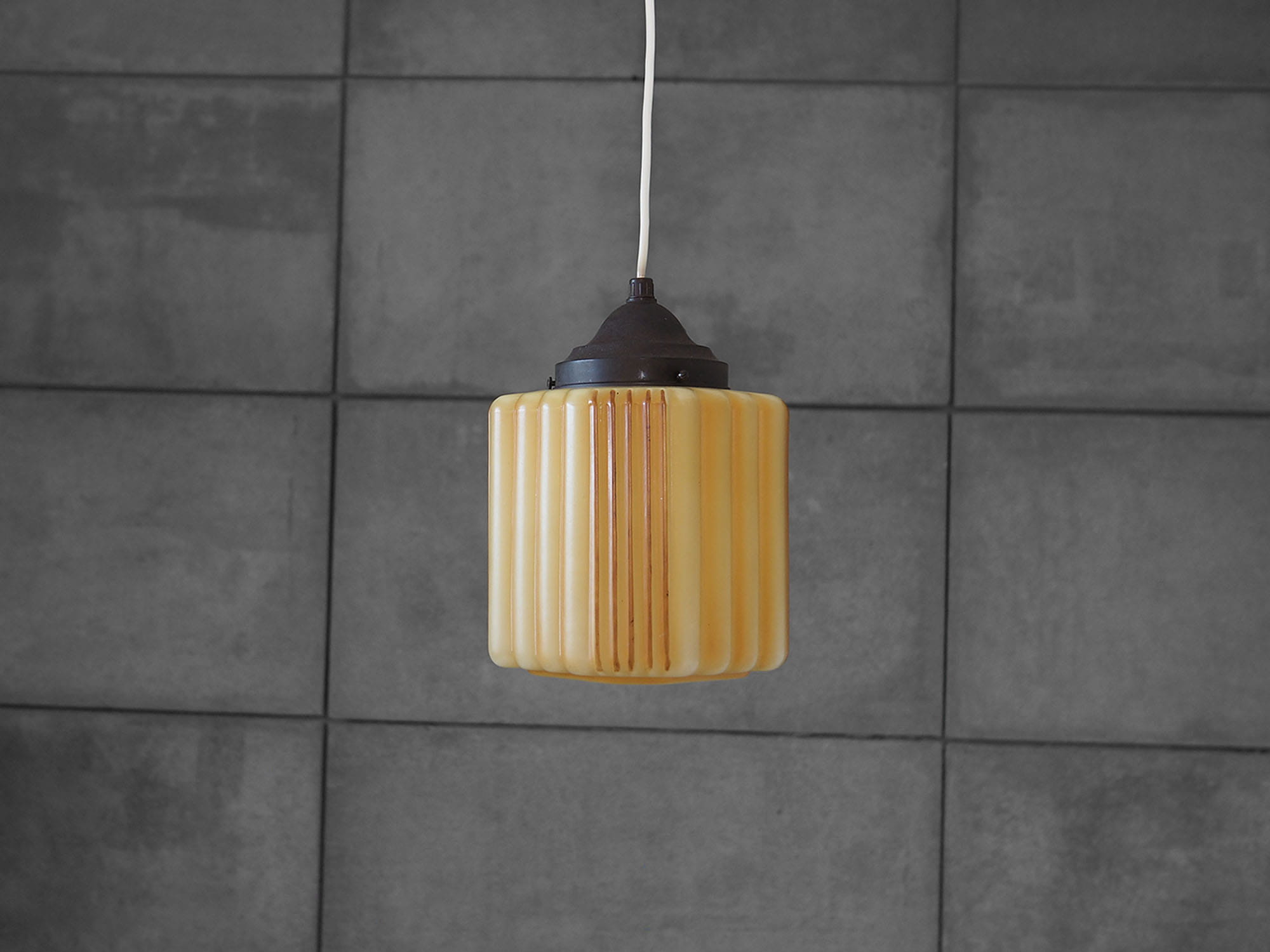 Vintage Pendant Lamp Glass Plastic Yellow 1960s
