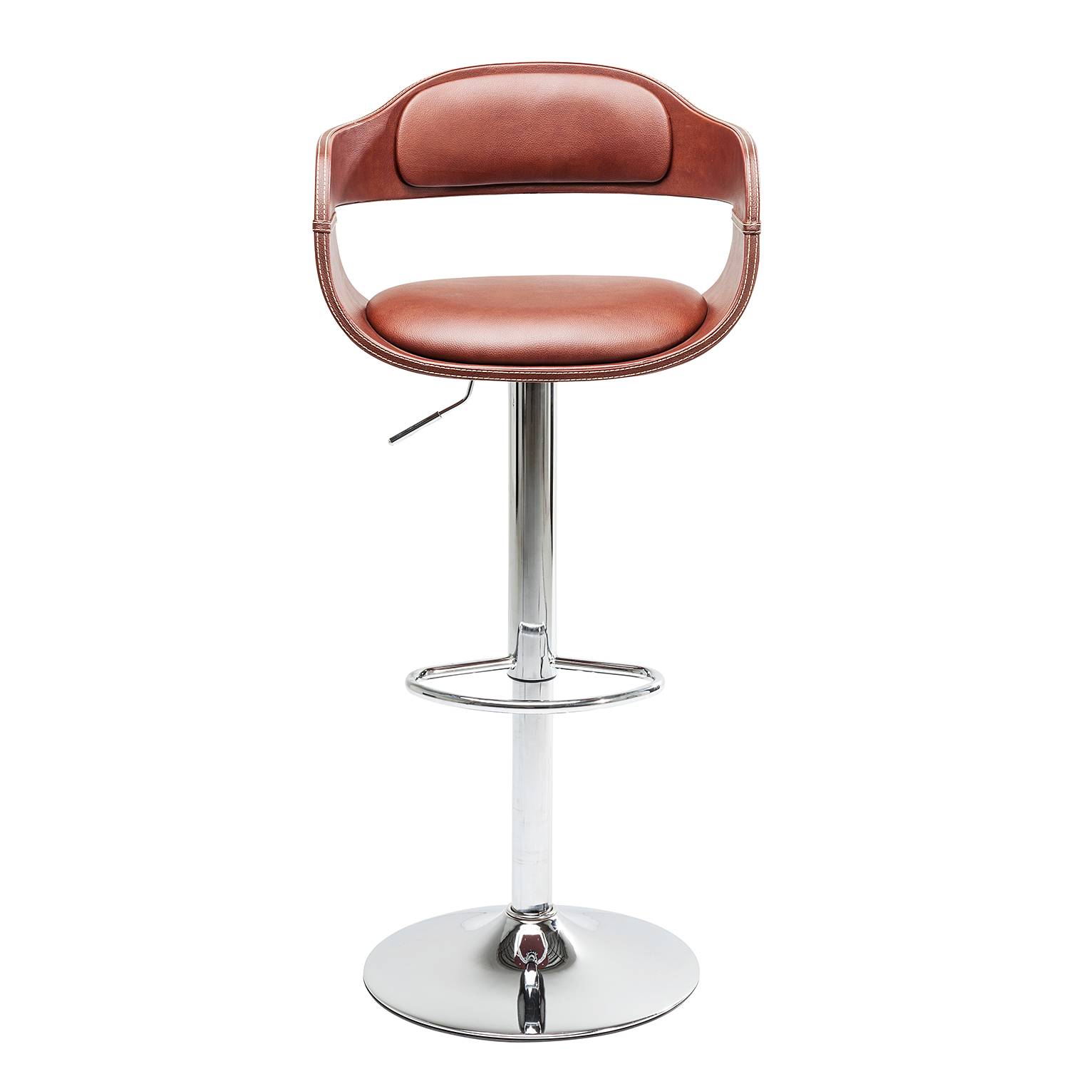 Barstuhl Monaco I Kunstleder Stahl Cognac Chrom