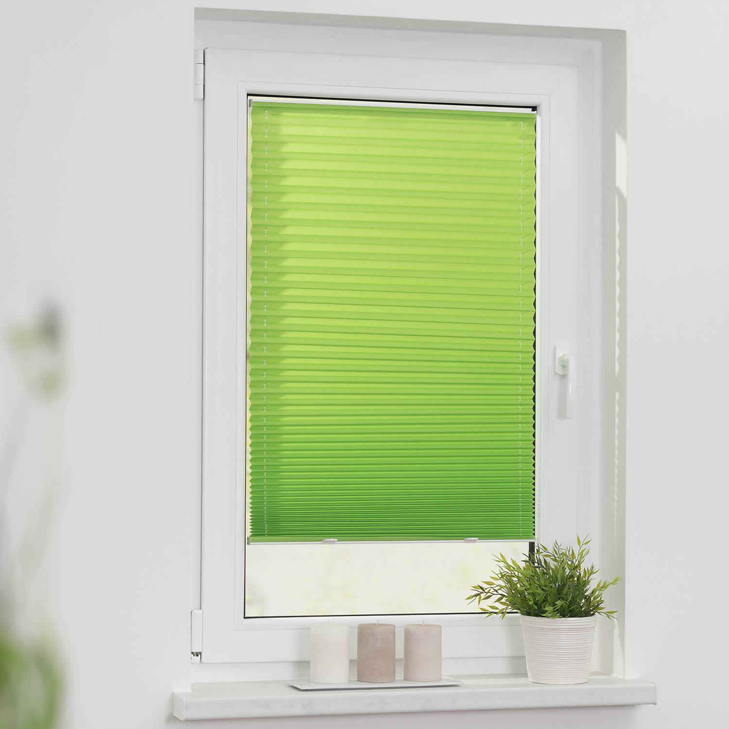 Plissee Haftfix Webstoff Apfelgrün 90 x 130 cm