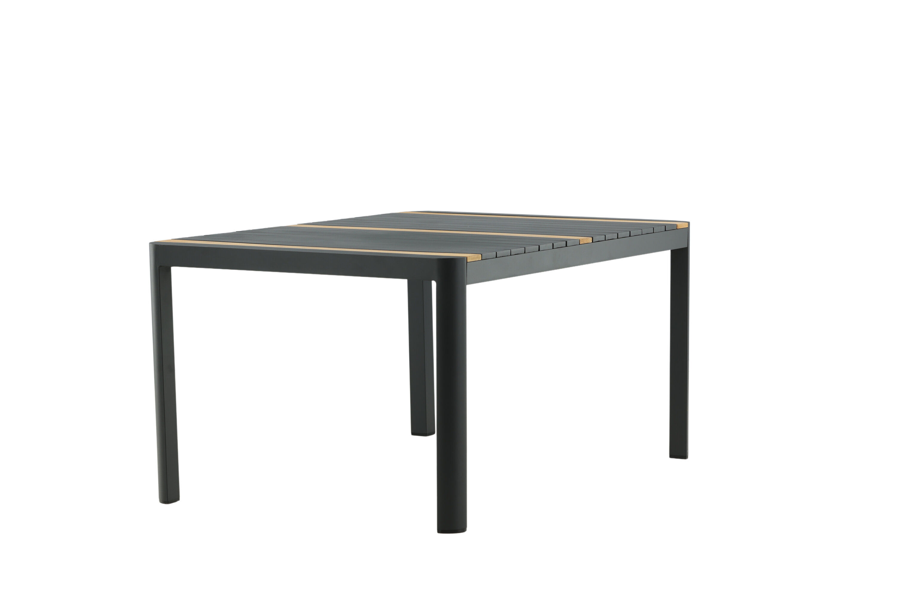 Togo Esstisch Aluminium Teak Schwarz