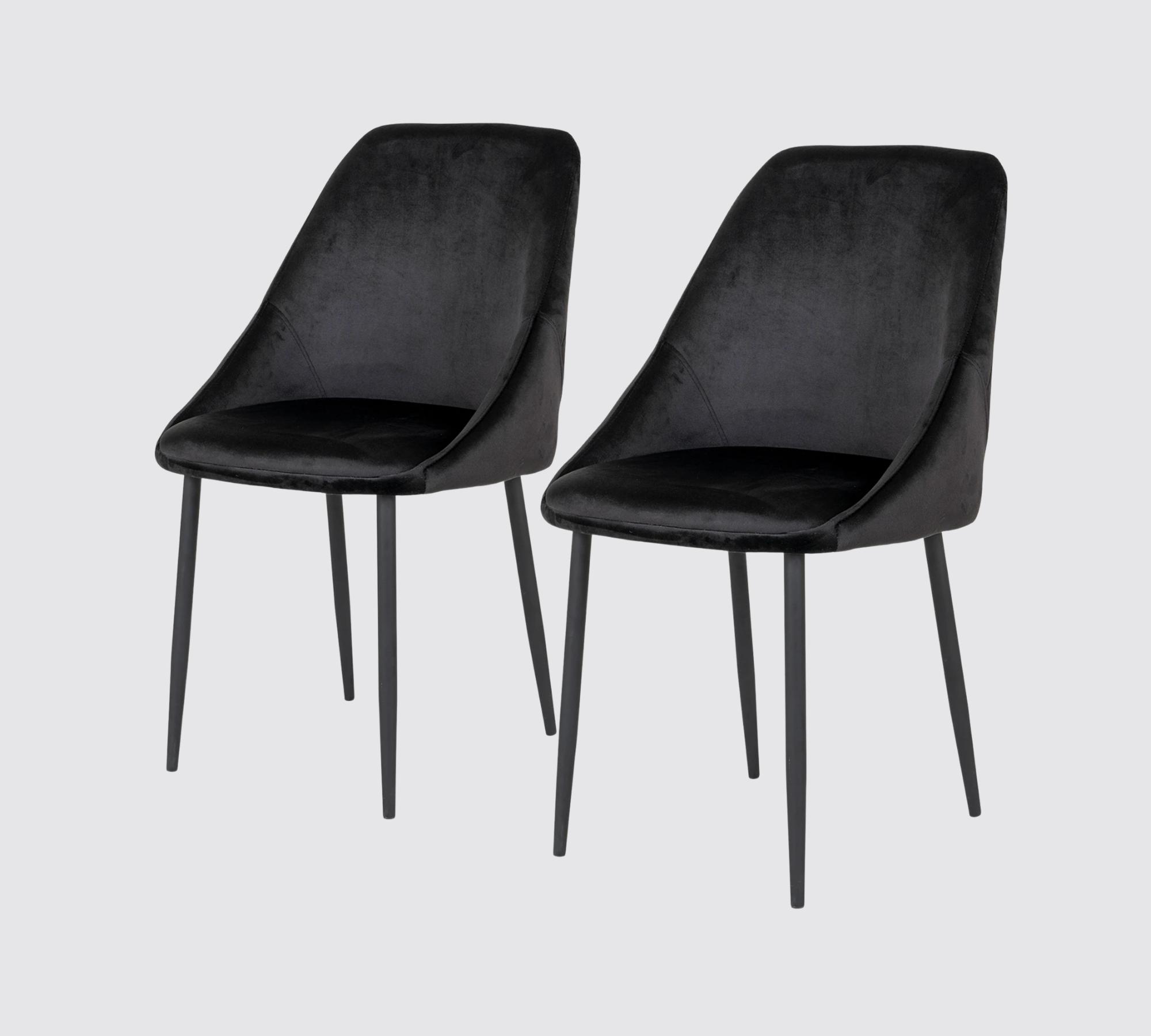 2x Polsterstuhl Samt Schwarz