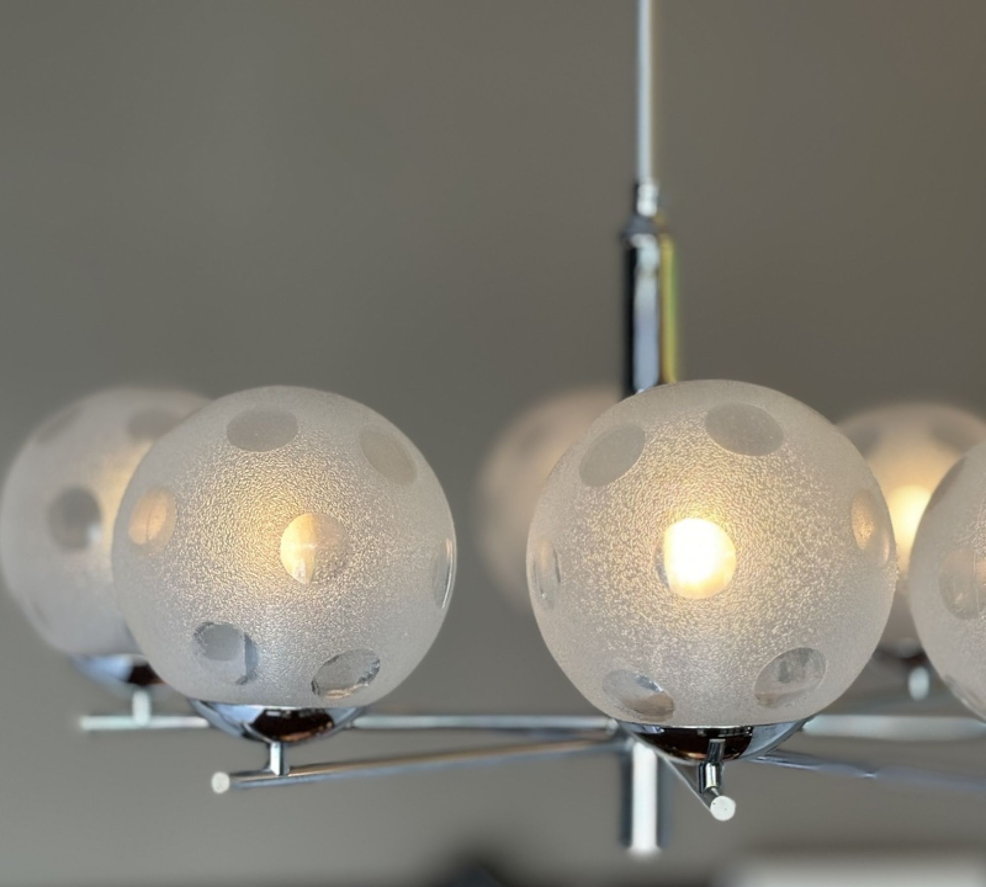 Sputnik Deckenleuchte Glas Chrom Weiß 70er Jahre