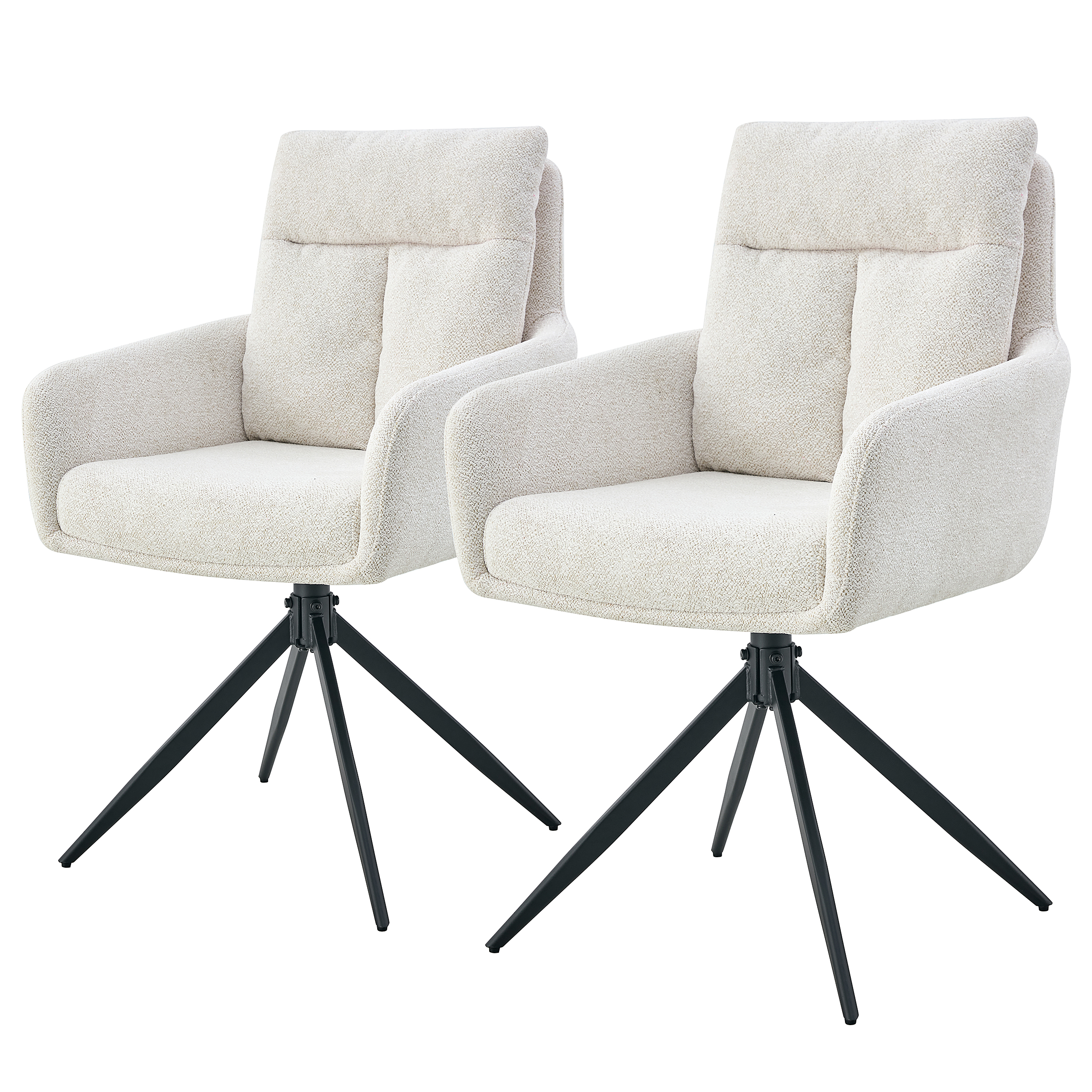 LOBBS Armlehnenstuhl Drehbar 2er-Set Cremeweiß