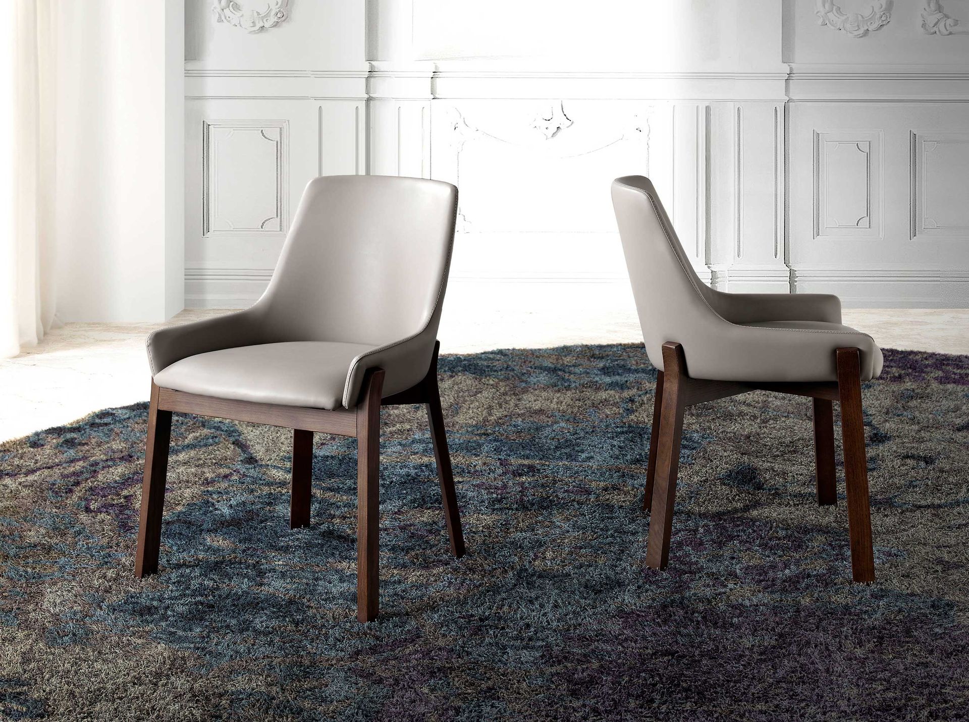 Dining chair faux leather grey