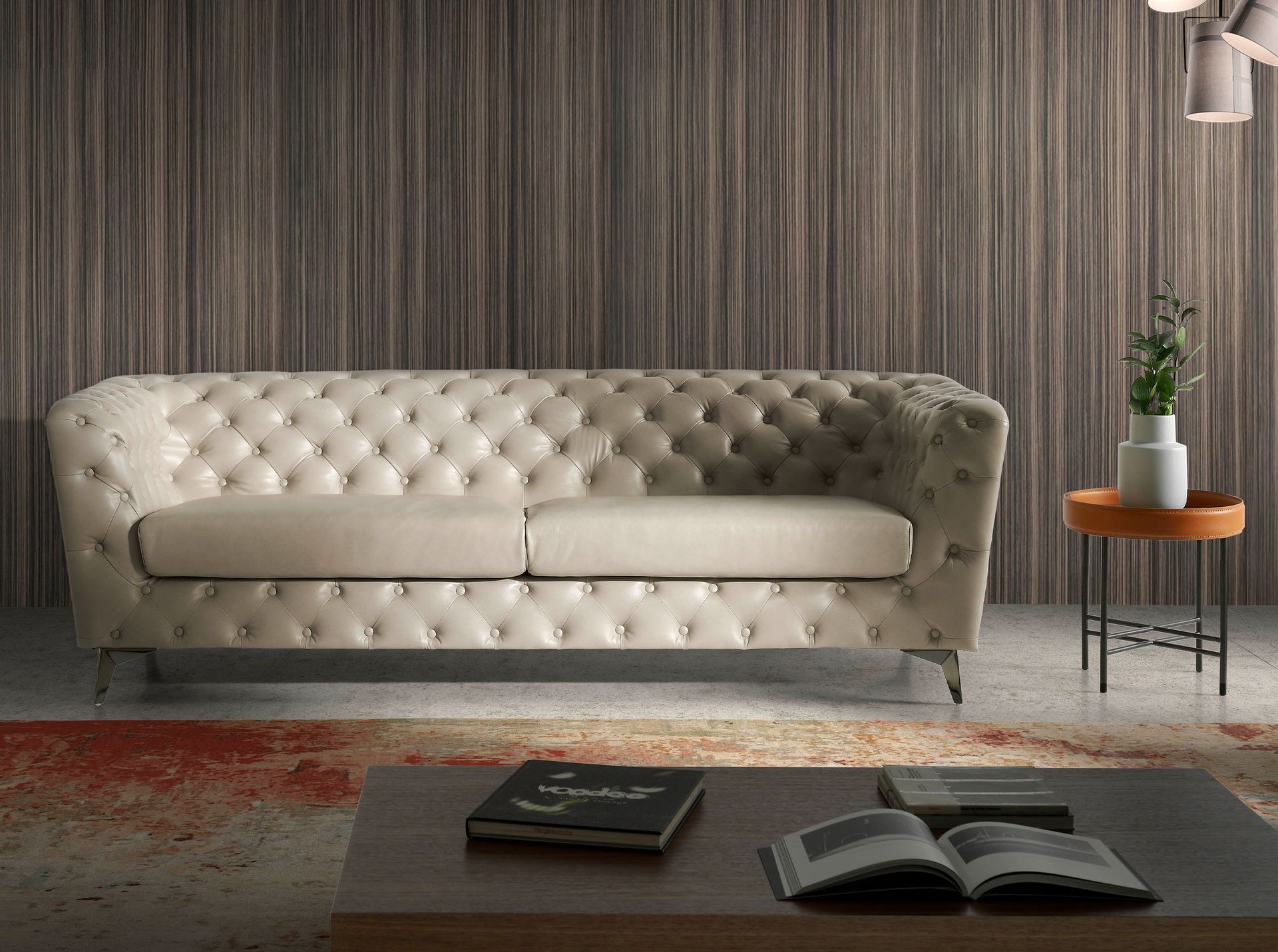 Side Table Leather Brown