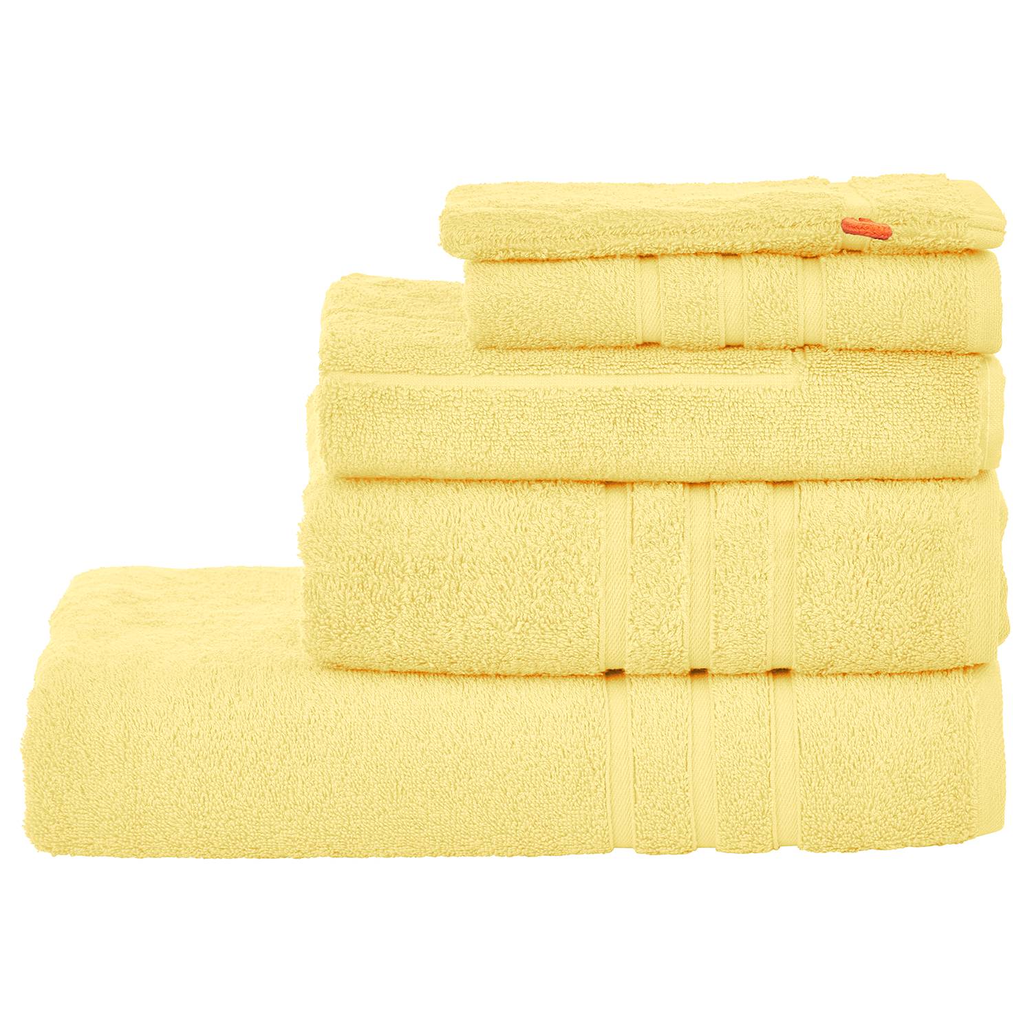 Towel set Daily Plain (5-piece) Cotton fabric Lemon