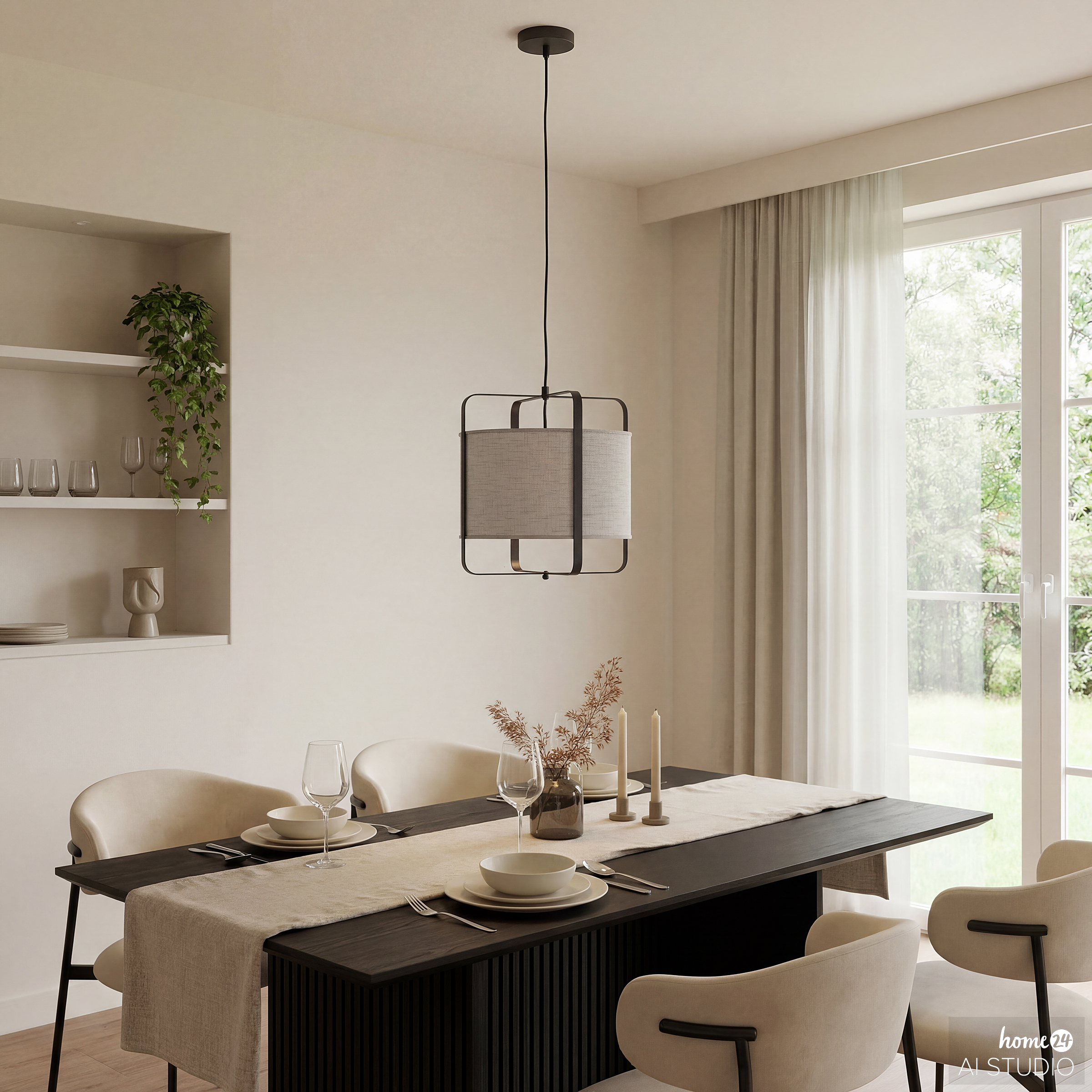 Pendant light SCOTTO 1-light linen iron