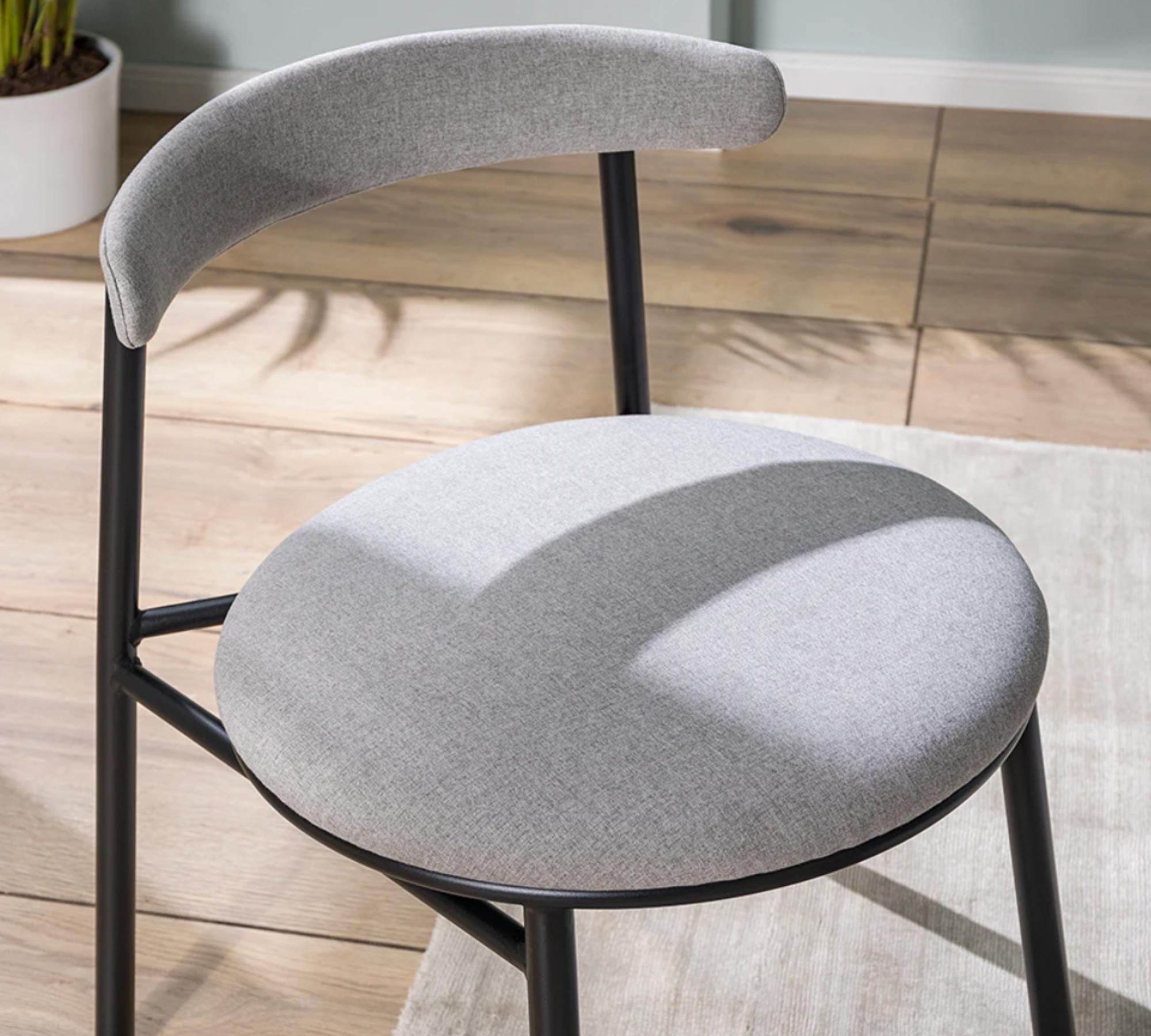 2x Esszimmerstuhl Webstoff Grau Gestell Schwarz