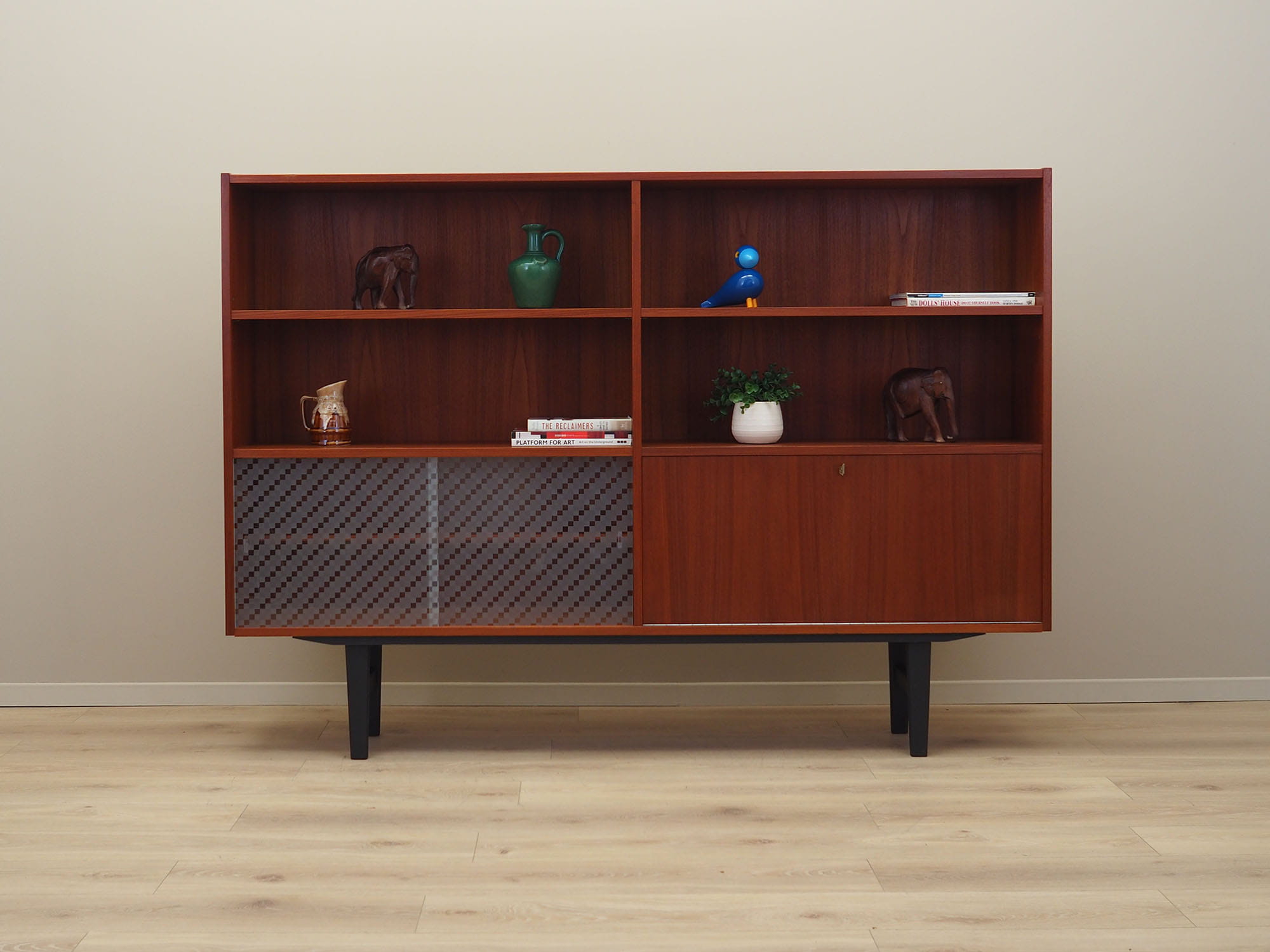 Vintage Bücherregal Teakholz Braun 1970er Jahre