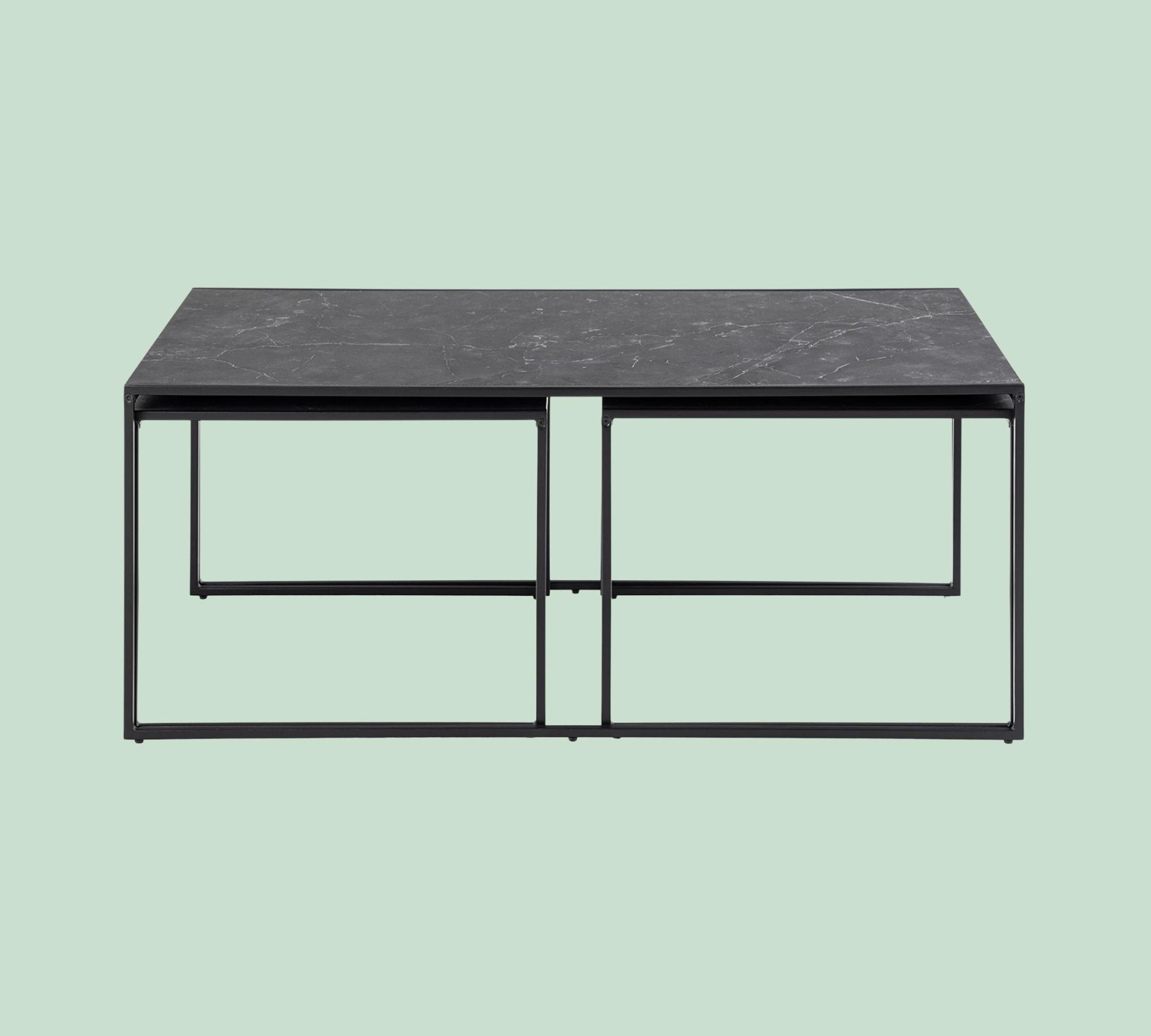 Couchtischset Marmoroptik Schwarz 