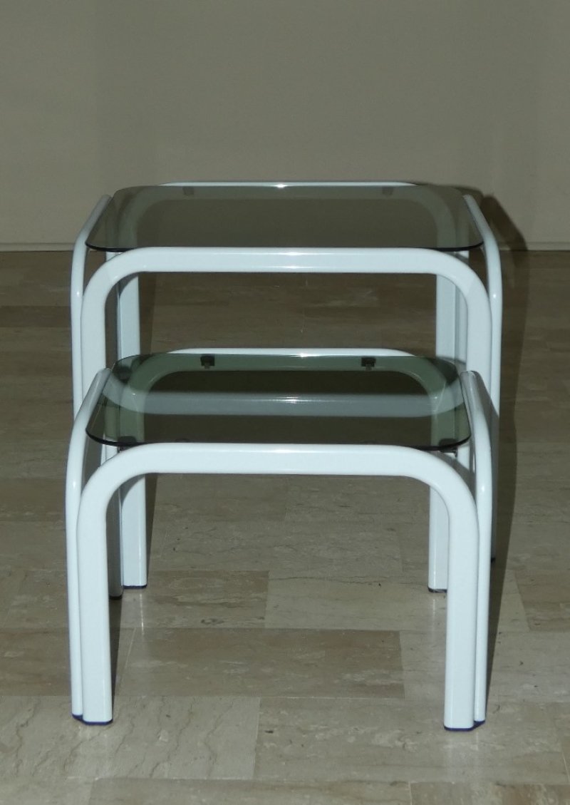 Couchtische 3er Set Vintage Metall Glas 1980er Jahre