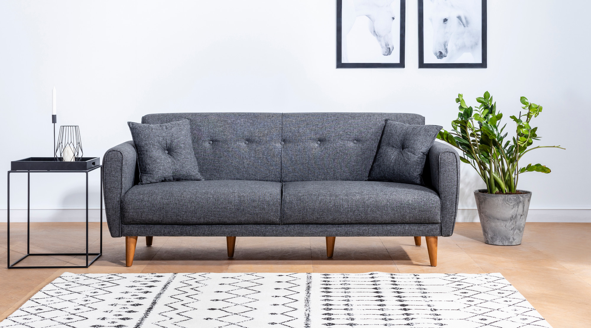 Aria Schlafsofa Set Holzfurnier Anthrazit