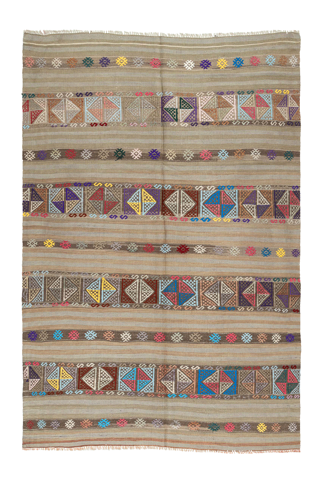 Vintage Kilim Teppich Wolle Mehrfarbig