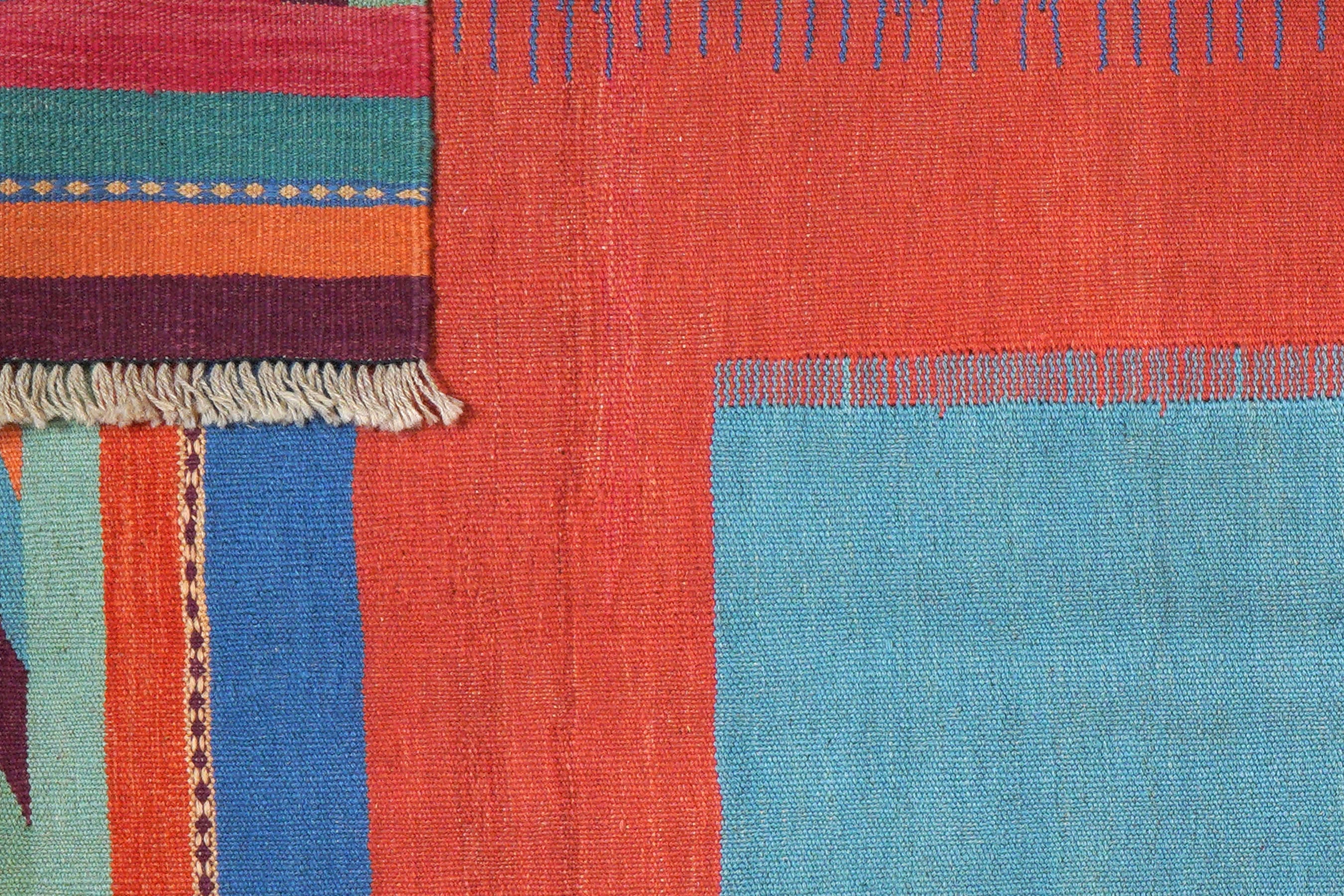 Kilim Gashgai Teppich Blau Orange