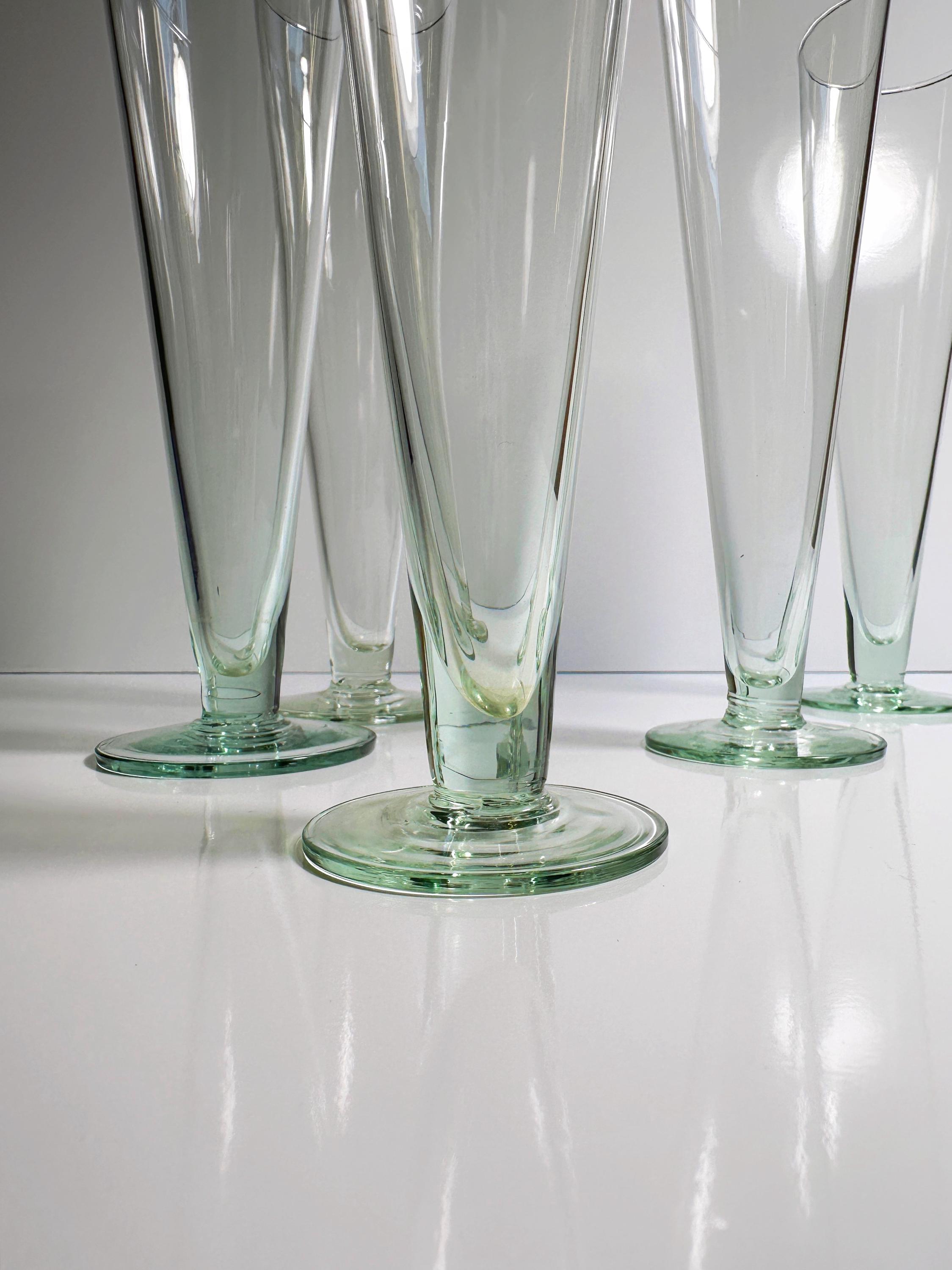 5x Vintage Sektglas Türkis 