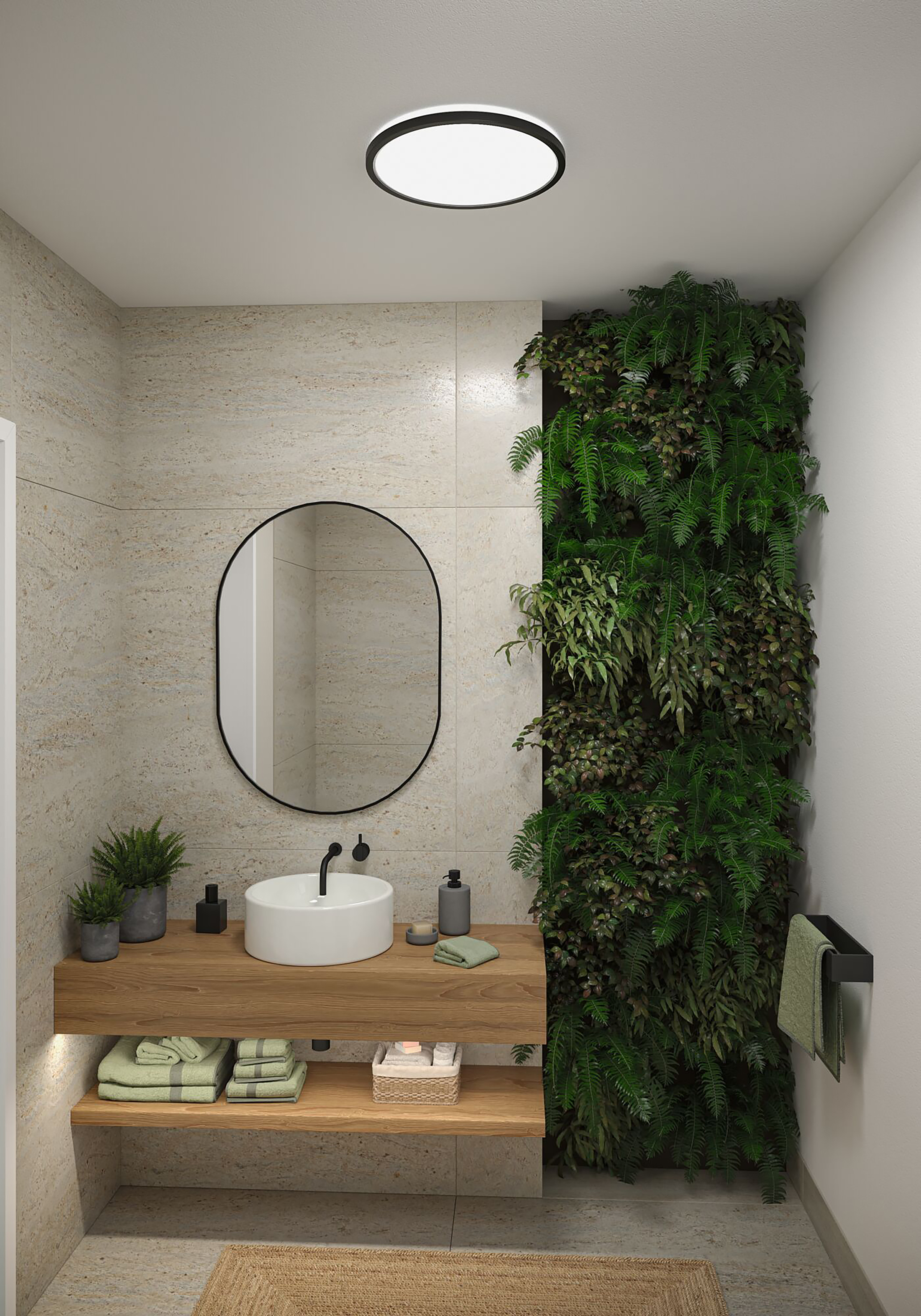 Atria Shine WS Round LED Ceiling Light Plastic Black