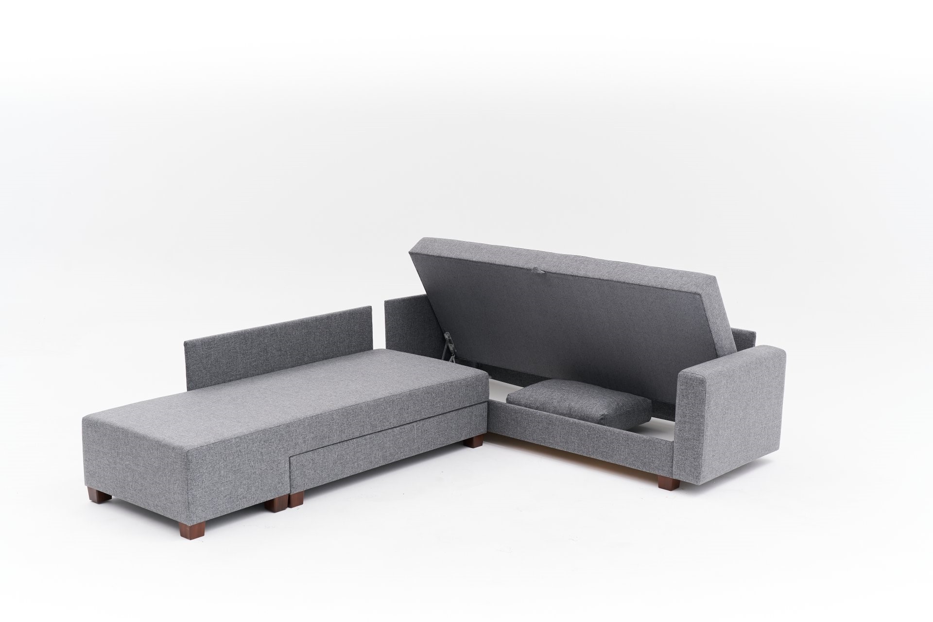 Aly Schlafsofa Récamiere Links Baumwolle Grau